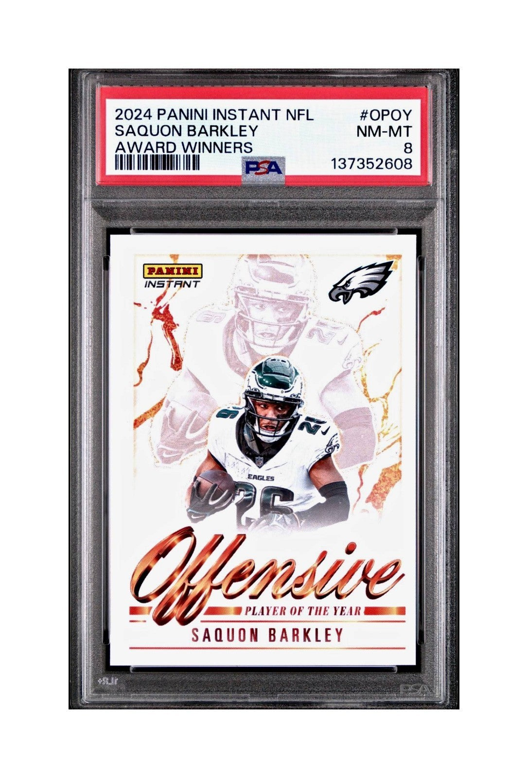 Saquon Barkley 2024 Panini NFL Offensive Player of the Year Eagles PSA 8 NM-MT