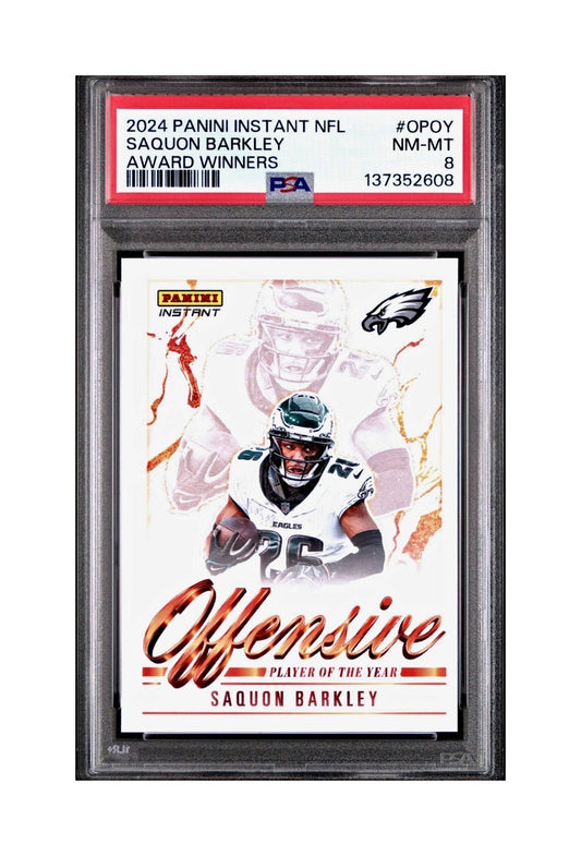 Saquon Barkley 2024 Panini NFL Offensive Player of the Year Eagles PSA 8 NM-MT