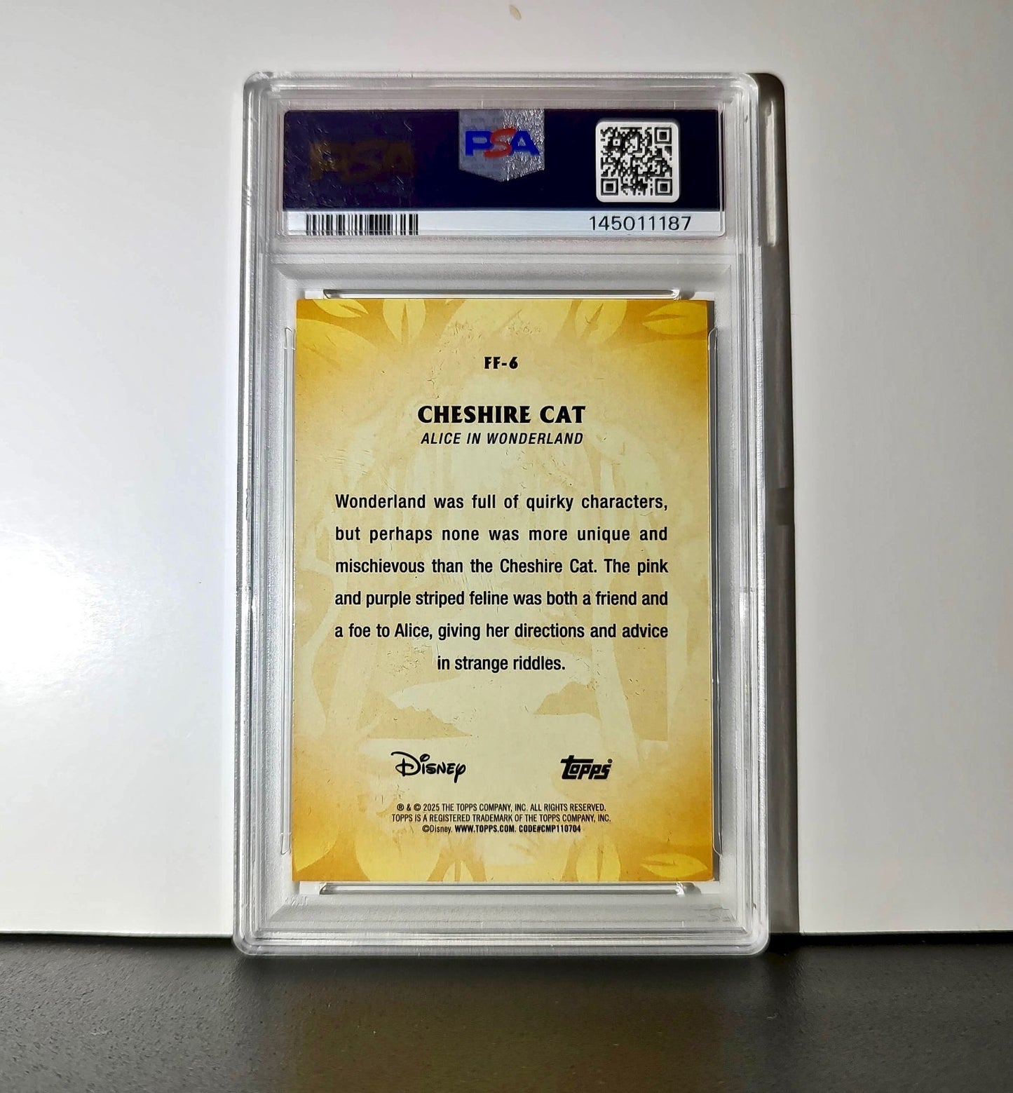 Cheshire Cat 2025 Topps Disney #FF-6 Furry Friends Card PSA 8