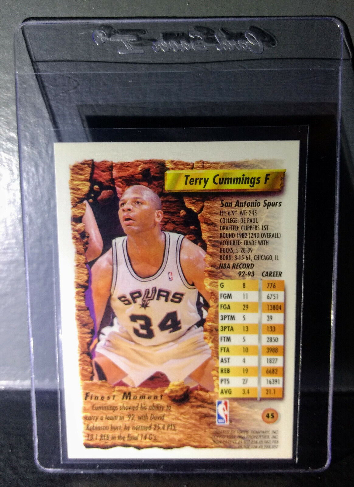 1993-94 Topps Finest Terry Cummings #45 Basketball Card