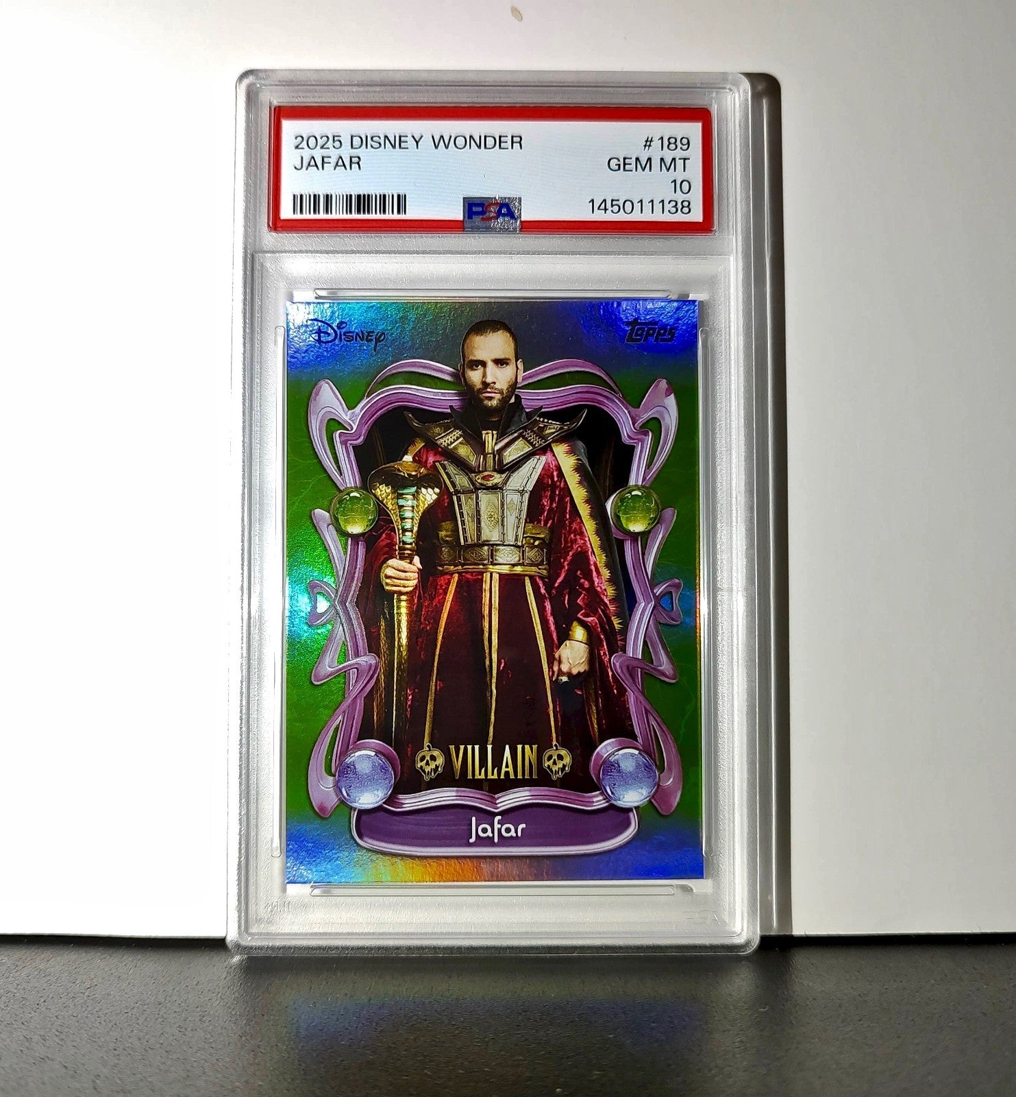 Jafar 2025 Topps Disney Wonder #189 Card Aladdin (2019) PSA 10