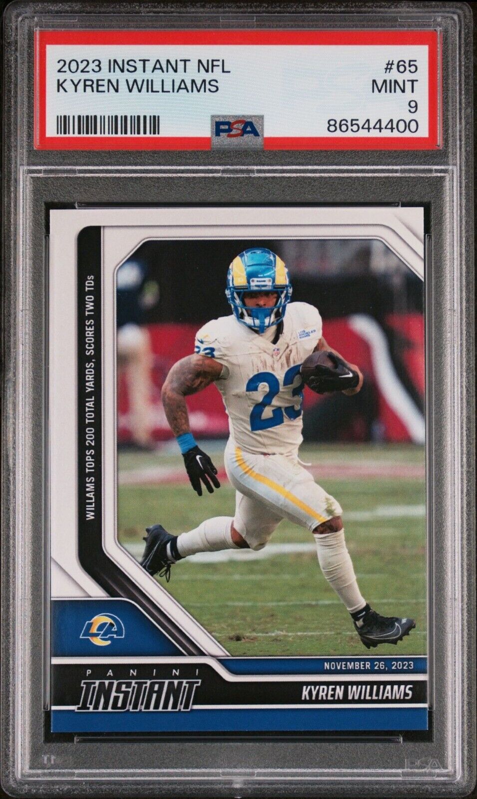 Kyren Williams 2023 Panini NFL Football #65 Card 1 of 90 Rams PSA 9 Mint