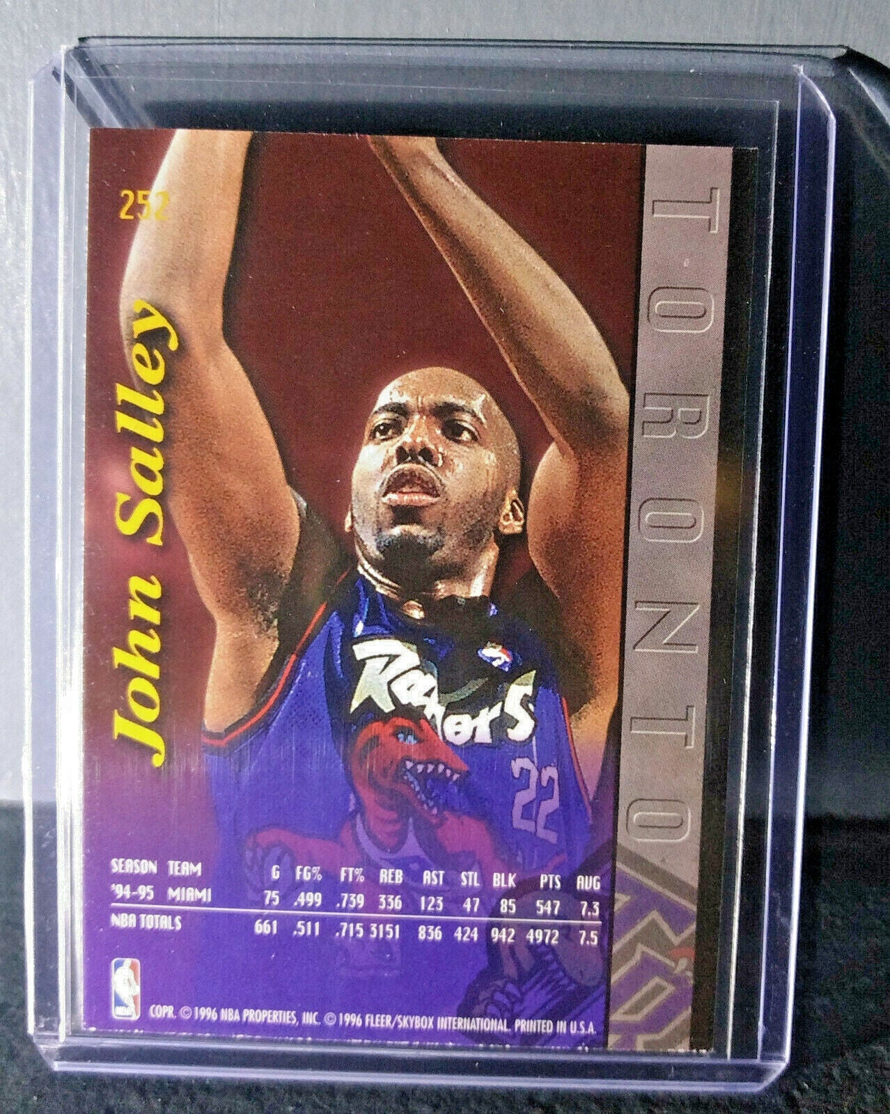 1995-96 John Salley Fleer Ultra #252 Raptors Expansion Team Basketball Card