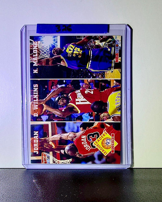 Michael Jordan Wilkins Malone 1993-94 NBA Hoops League Leaders #283 Card Bulls