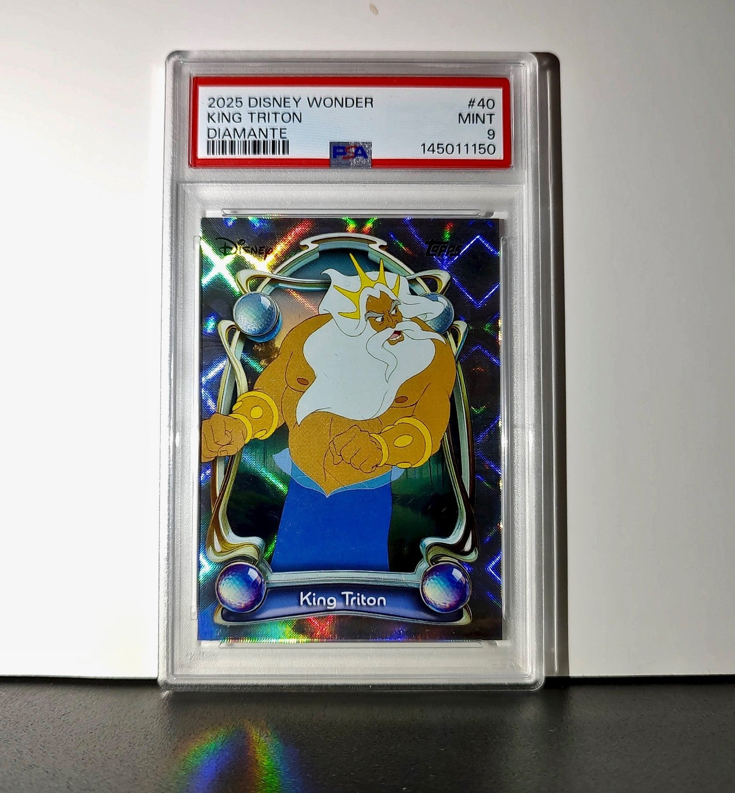 King Triton 2025 Topps Disney #40 Winter Variant Card The Little Mermaid PSA 9