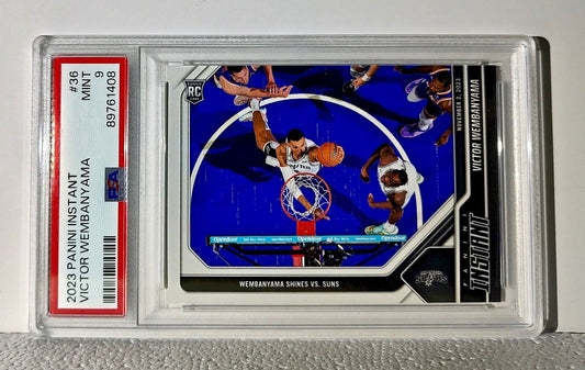 Victor Wembanyama 2023-24 Panini #36 NBA Rookie Card Spurs 1 of 6309 PSA 9 Mint