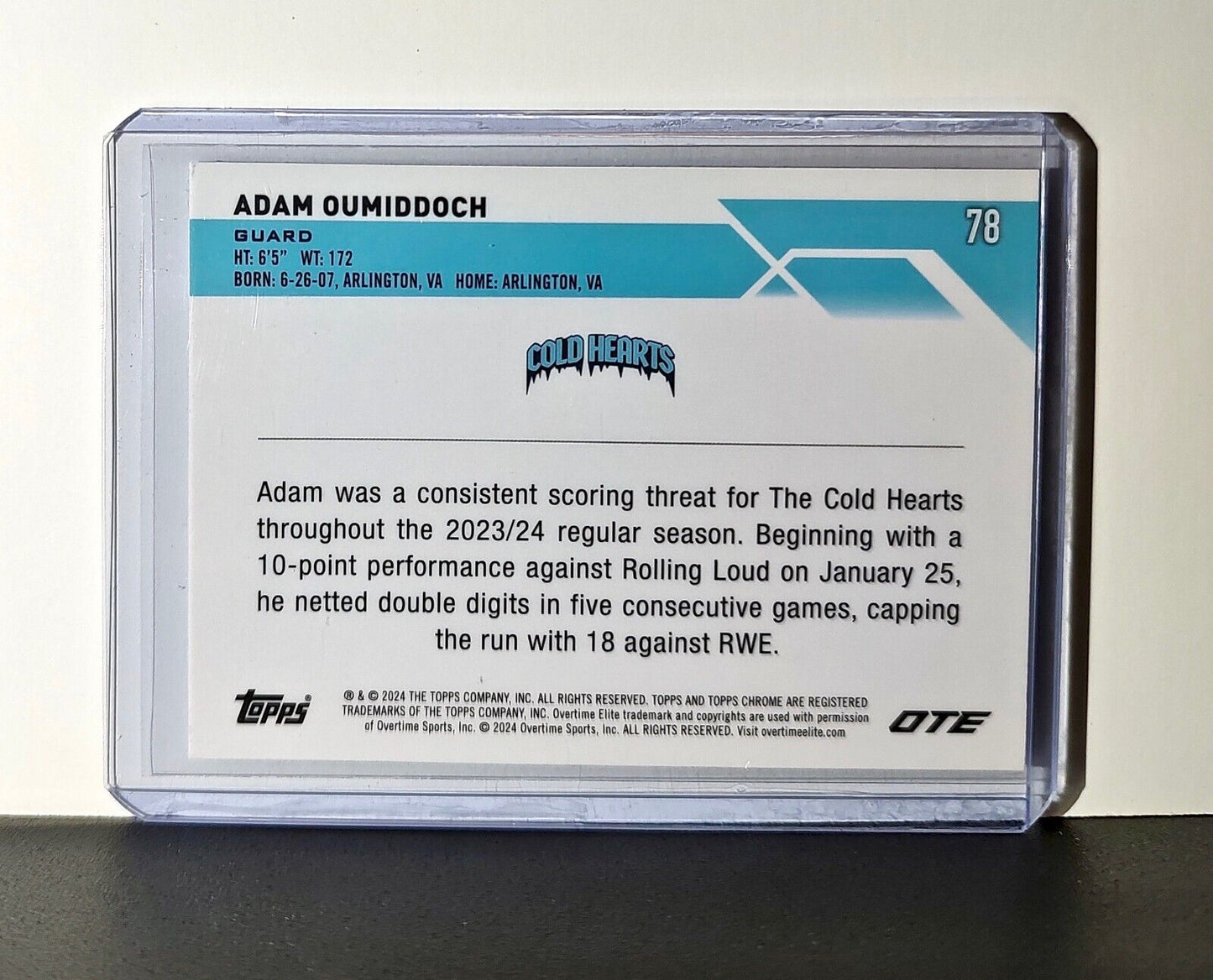 Adam Oumiddoch Rookie Card 2023-24 Topps Chrome Overtime #78 Cold Hearts