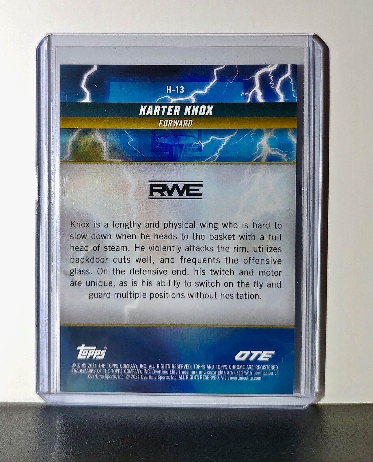 Karter Knox Rookie Card 2023-24 Topps Chrome Overtime #H-13 Hurricane RWE
