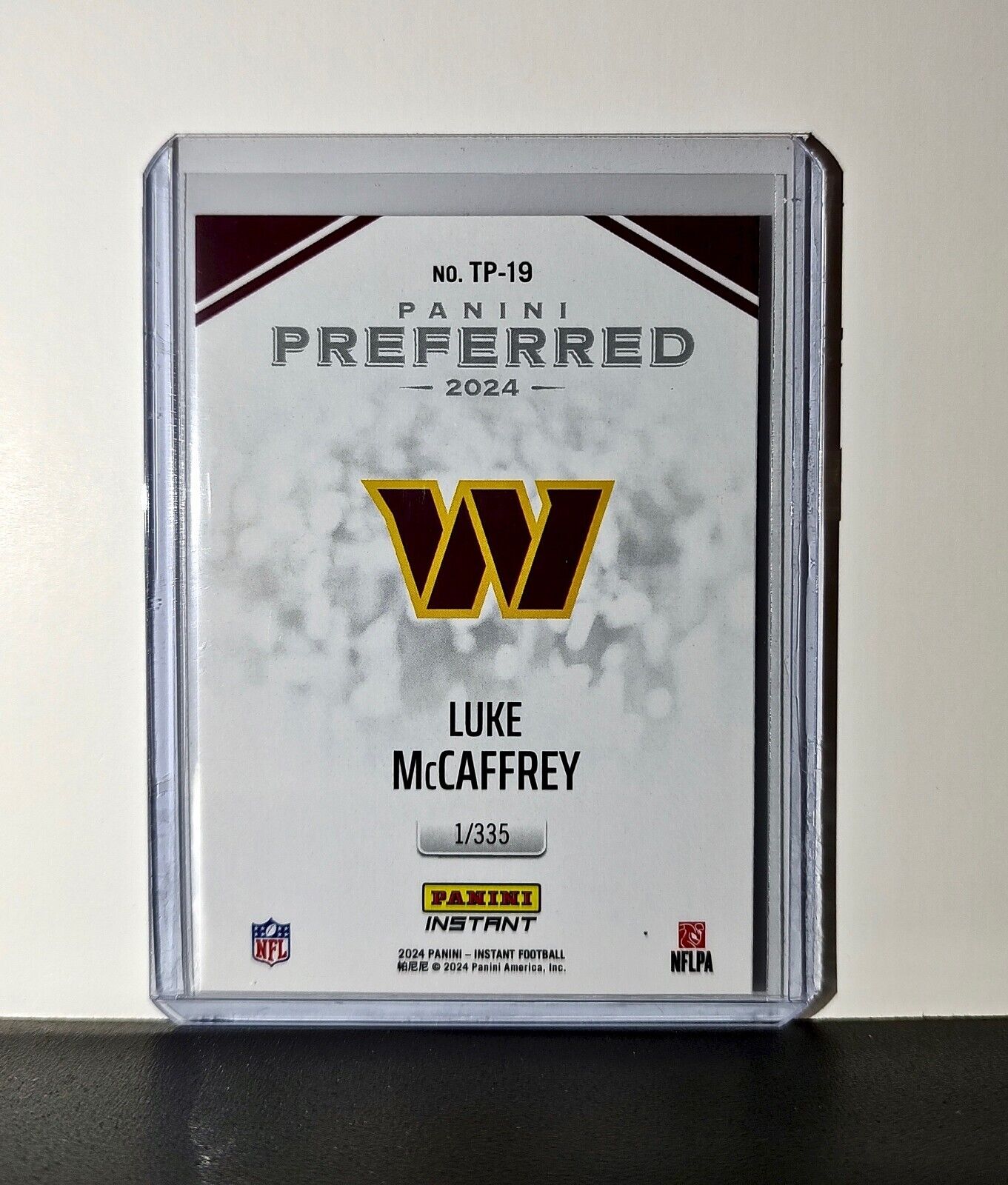 Luke McCaffrey 2024 Panini Preferred NFL #19 Rookie Card Commanders 1/335