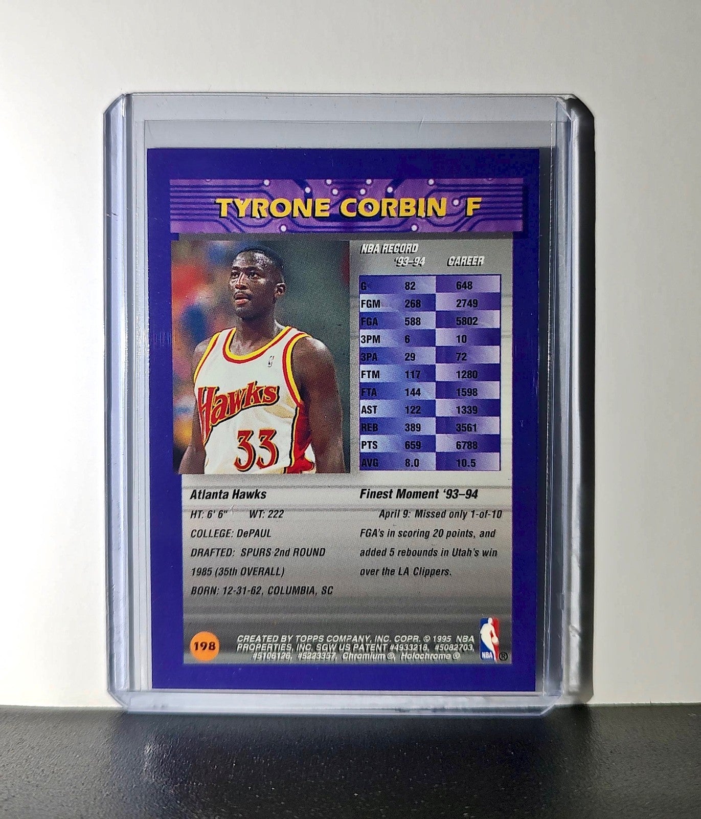 Tyrone Corbin 1994-95 Topps Finest #198 Basketball Card