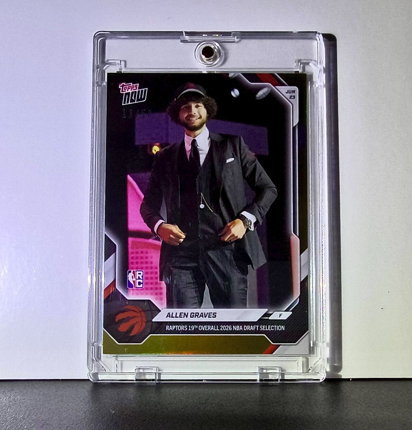 Allen Graves Rookie 2026-27 Topps NBA Draft #AGRA Gold Foil 13/50 Card Raptors