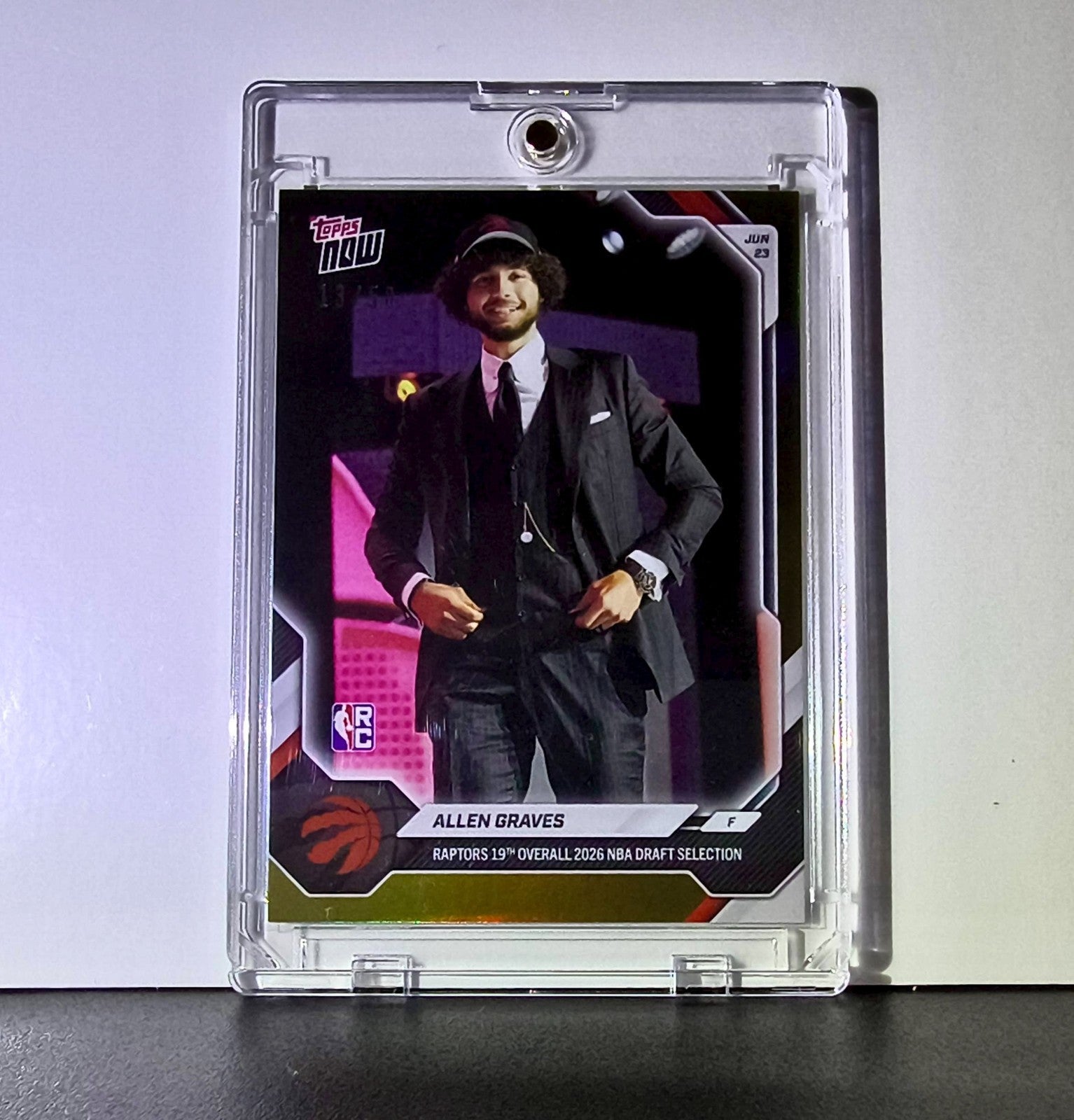 Allen Graves Rookie 2026-27 Topps NBA Draft #AGRA Gold Foil 13/50 Card Raptors