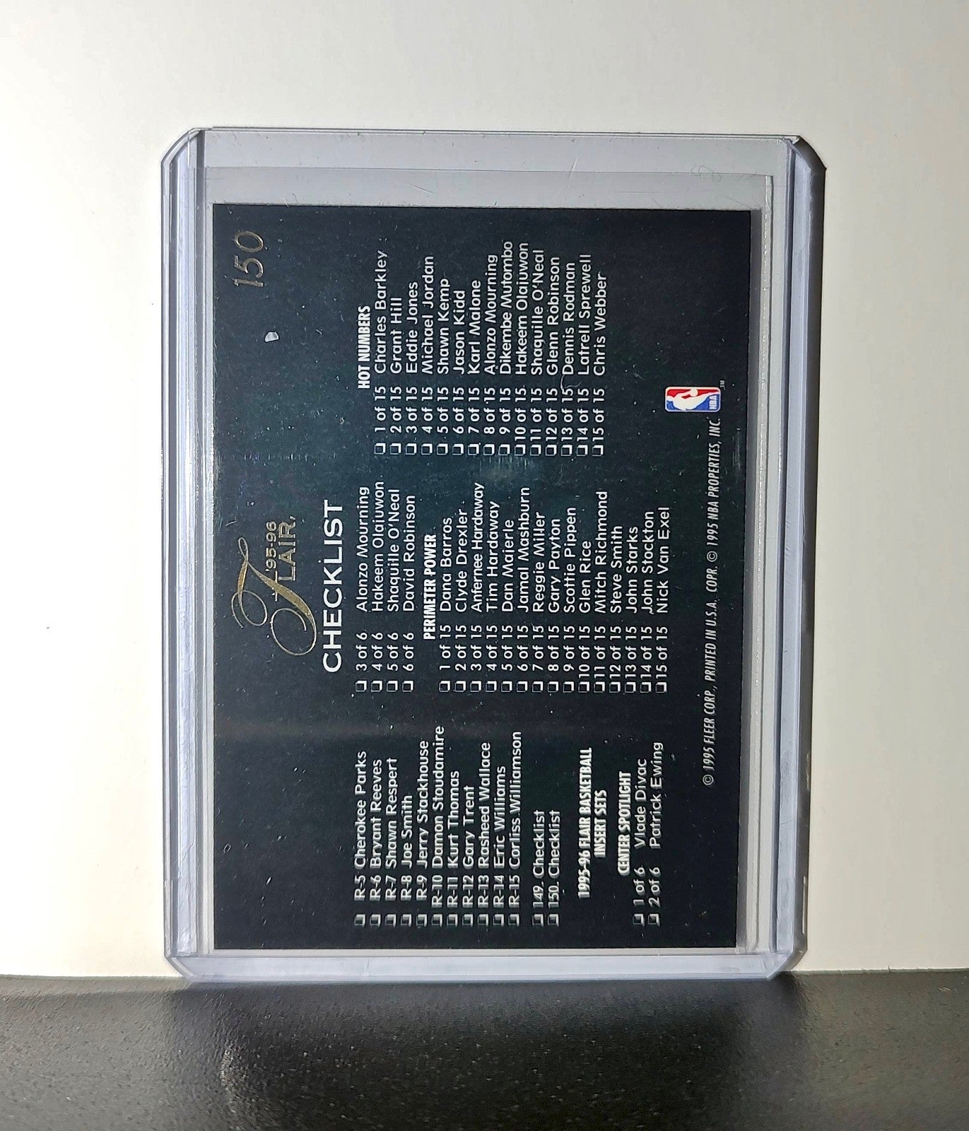 Checklist 1995-96 Flair NBA #150 100-150 and Inserts Card