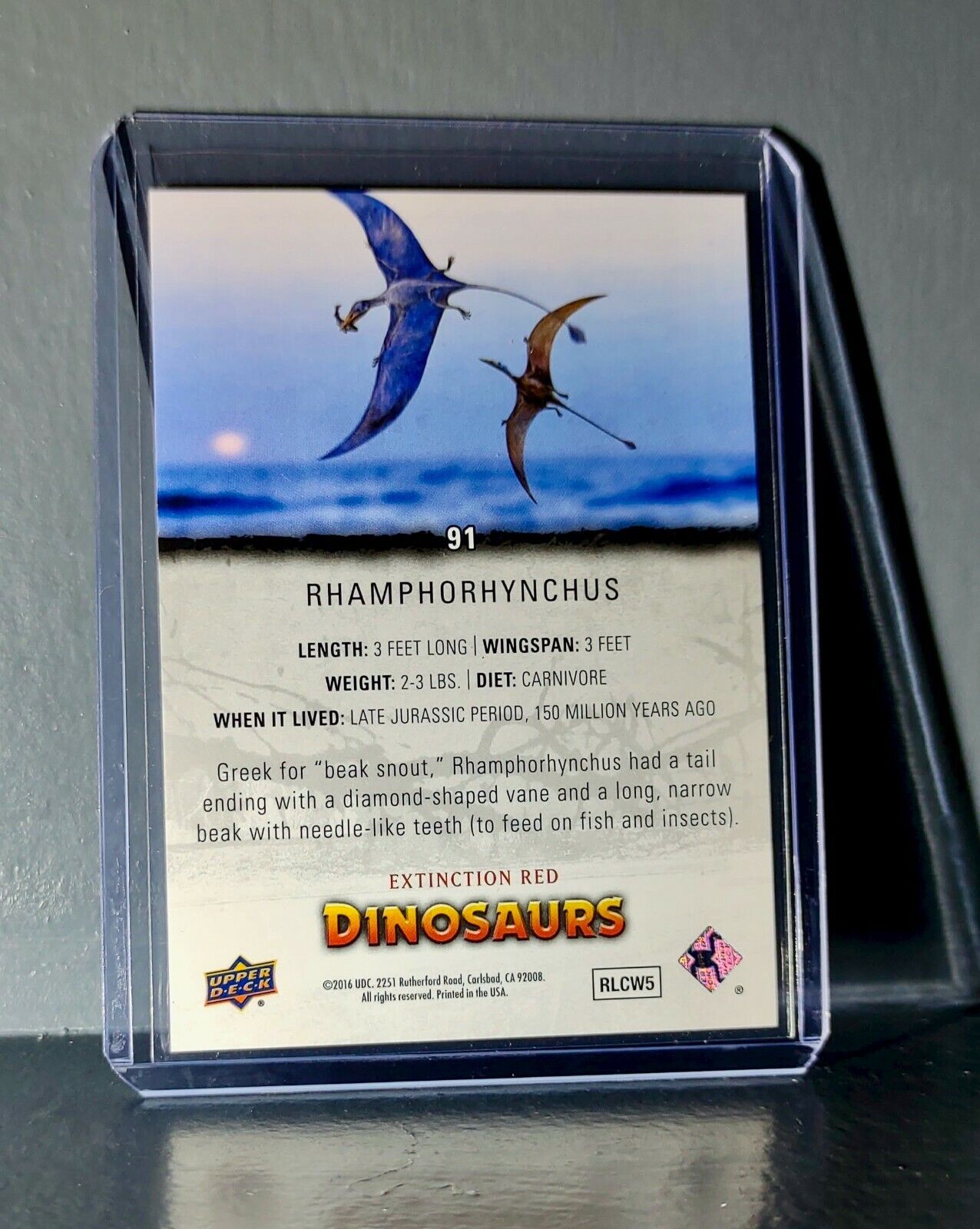 2015 Upper Deck Dinosaurs Rhamphorhynchus Extinction Red Parallel #91 Card