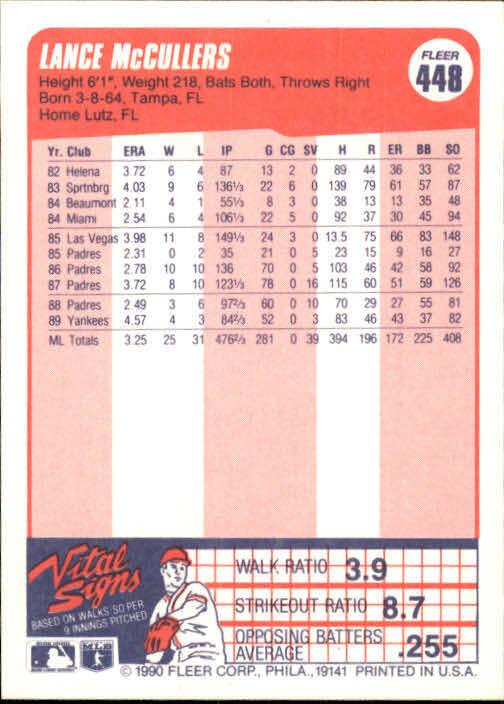 1990 Lance McCullers Fleer Baseball Card #448
