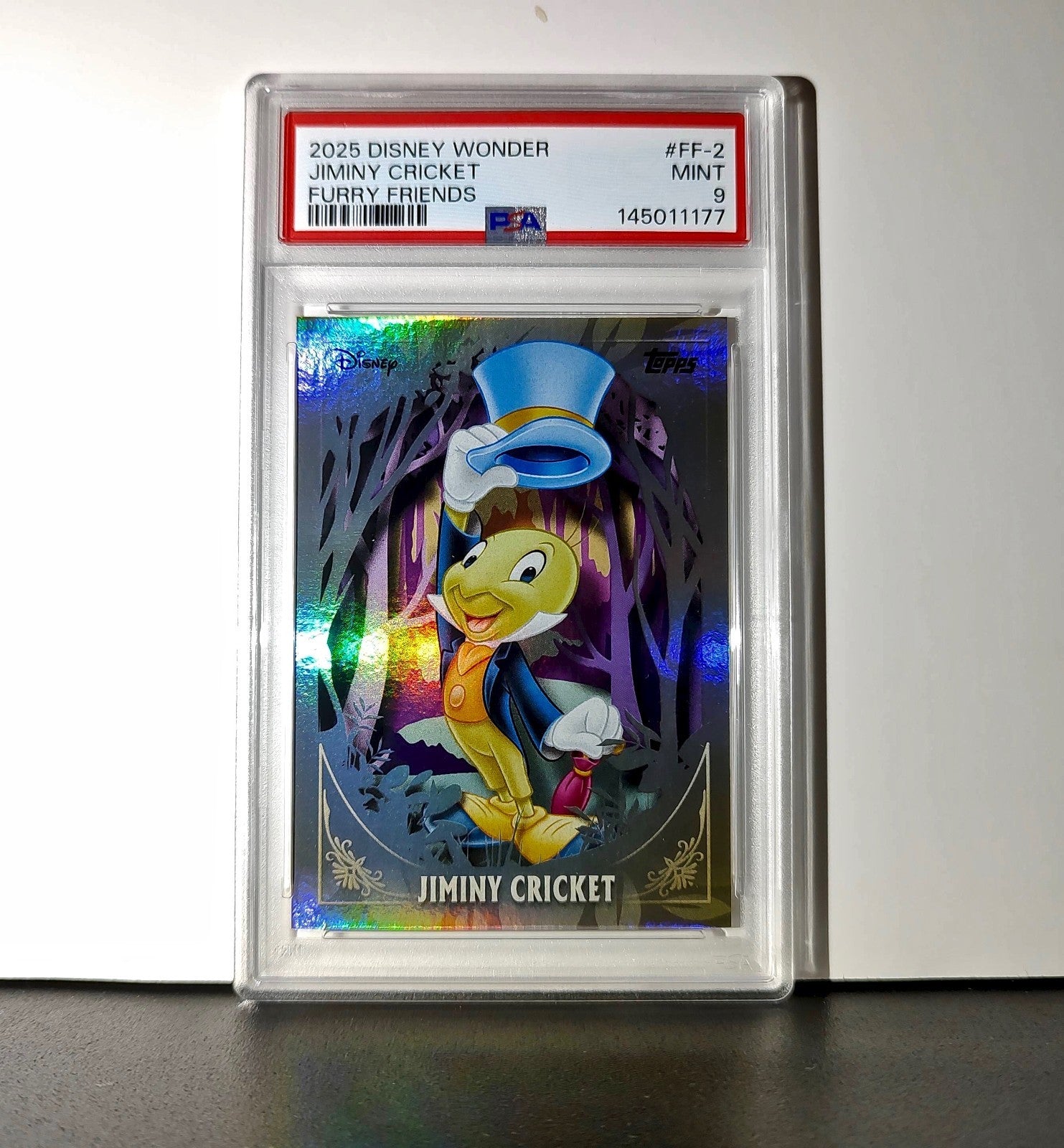 Jiminy Cricket 2025 Topps Disney #FF-2 Furry Friends Card Pinocchio PSA 9