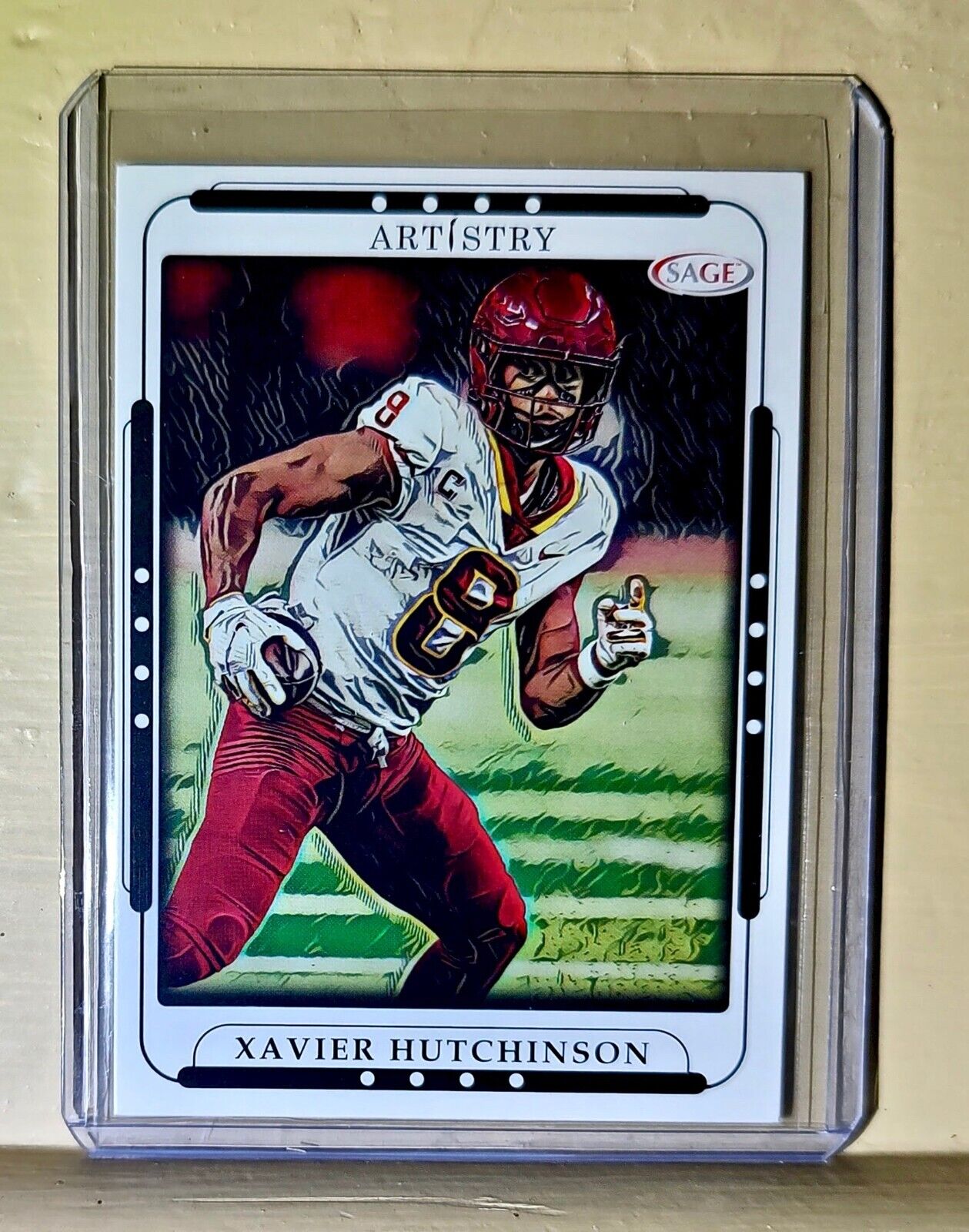 Xavier Hutchinson 2023 SAGE NFL Artistry Football #125 Card