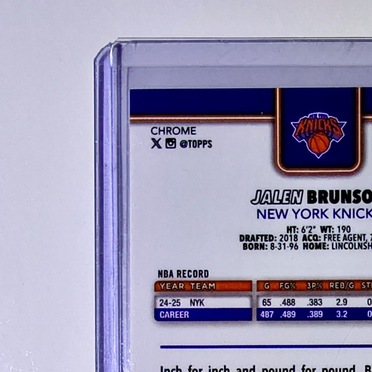 Jalen Brunson 2025-26 NBA Topps Chrome Update X-Fractor #20 Card New York Knicks