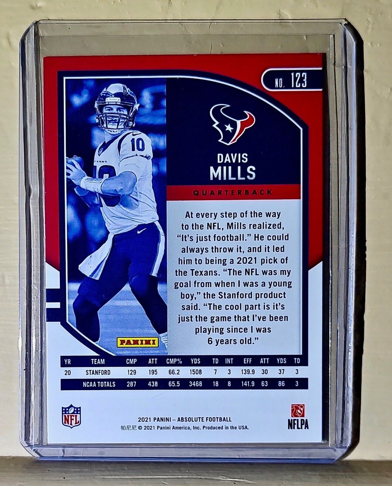 Davis Mills 2021 Panini NFL Absolute Rookie Football #123 Card