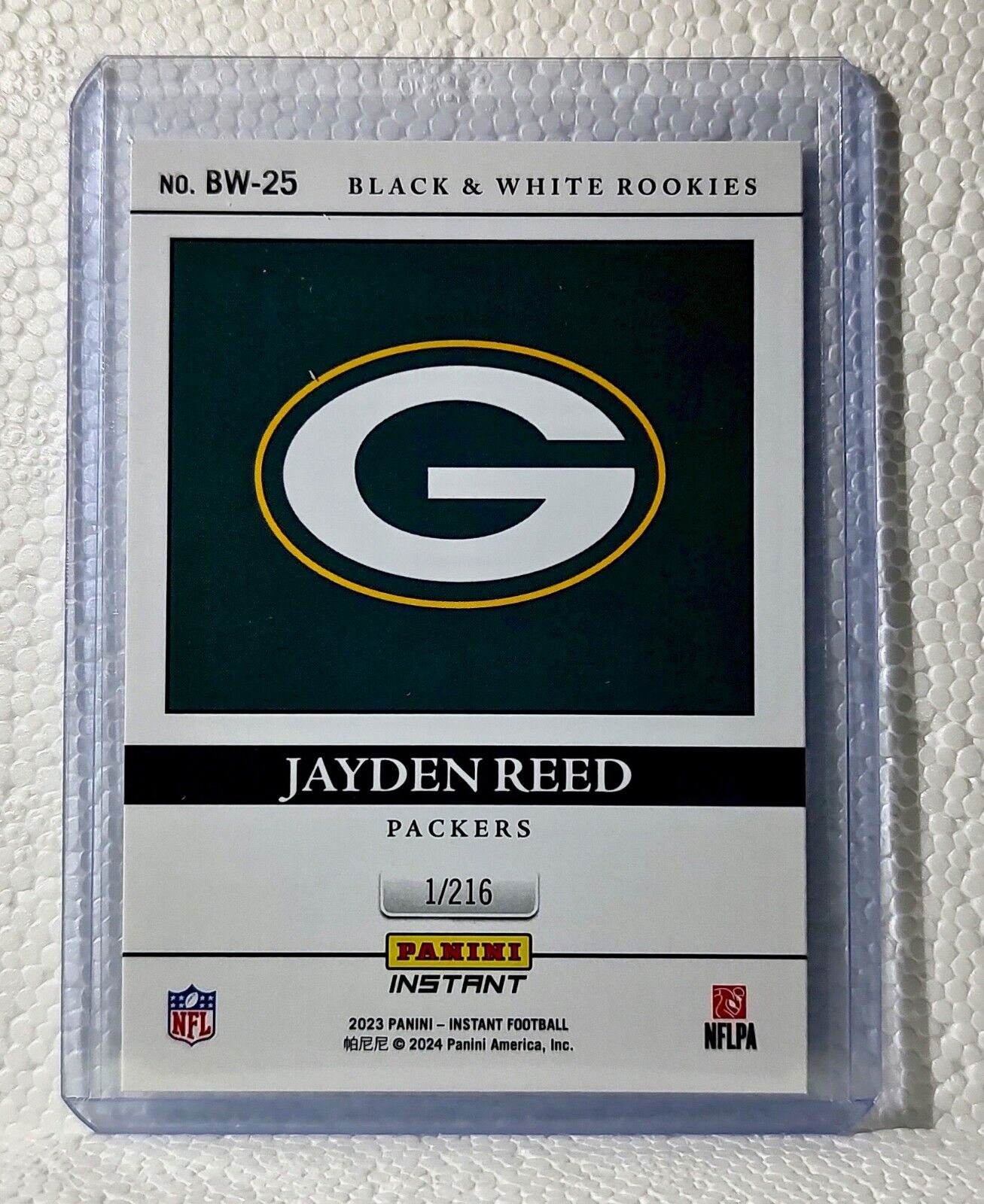 Jayden Reed 2023 Panini NFL #25 Black & White Rookies Card Packers 1/216