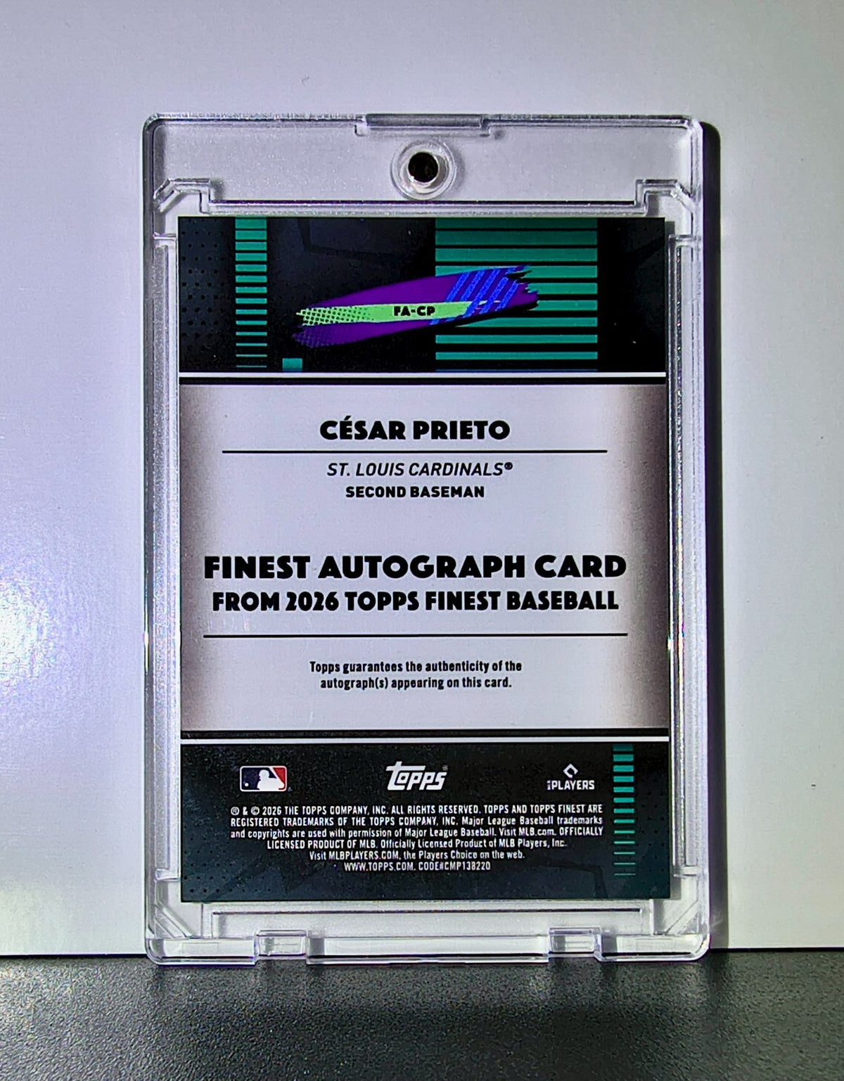 Cesar Prieto Rookie 2026 MLB Topps Finest Autograph #FA-CP Card Cardinals