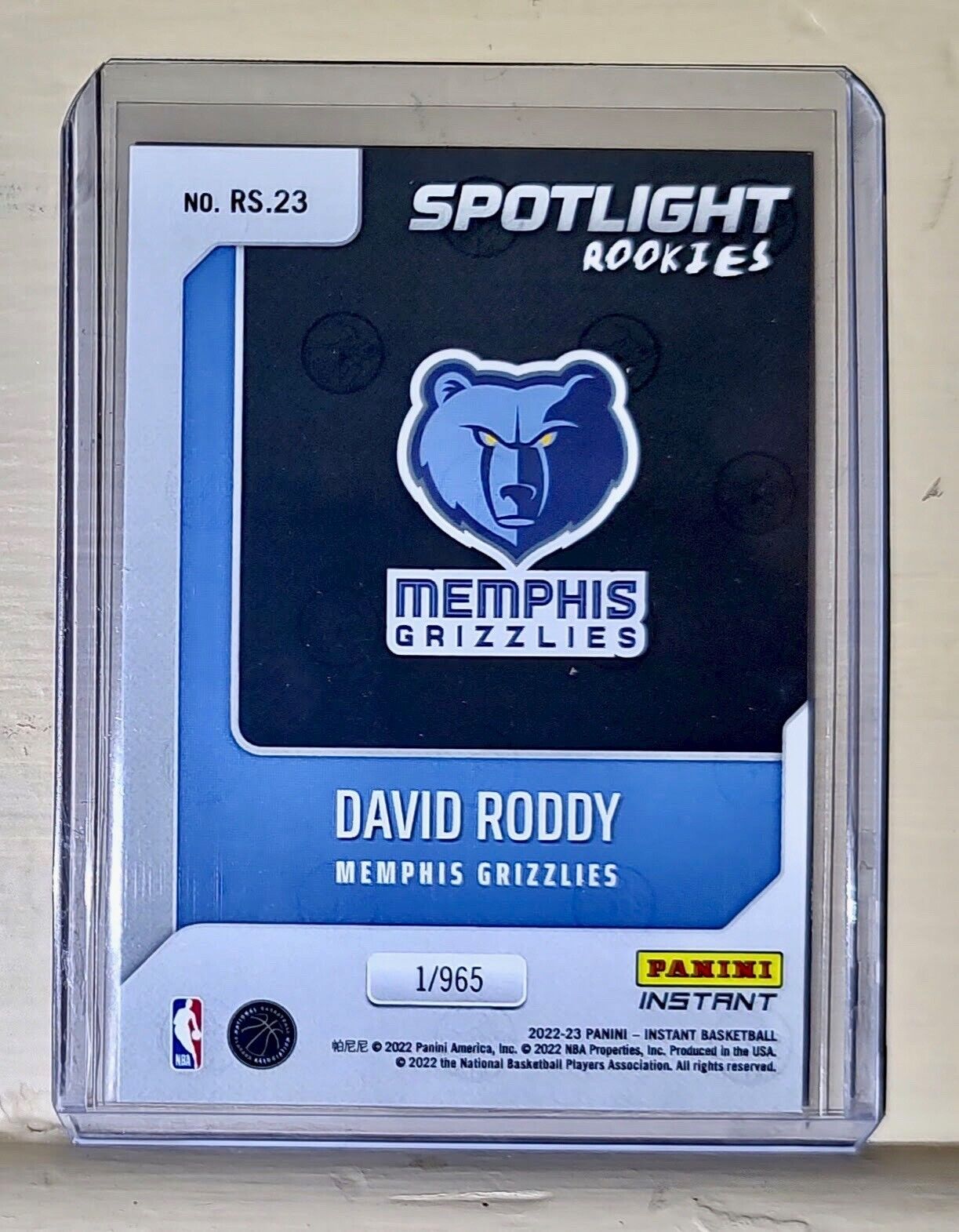 David Roddy 2022-23 Panini NBA #23 Spotlight Rookies Card 1/965