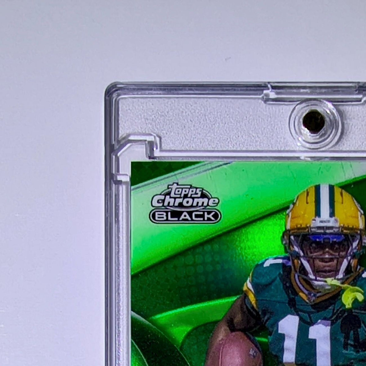 Jayden Reed 2025 NFL Topps Chrome #41 Black Green Refractor Card Packers 29/99