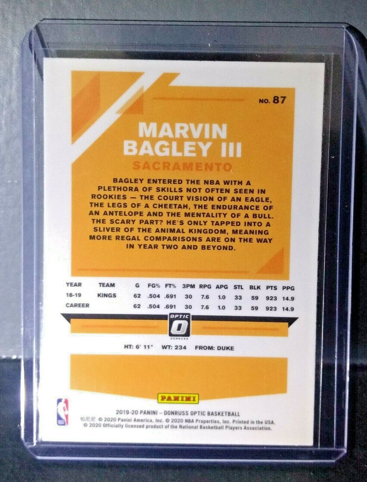 Marvin Bagley III 2019-20 Panini Donruss Optic #87 Basketball Card