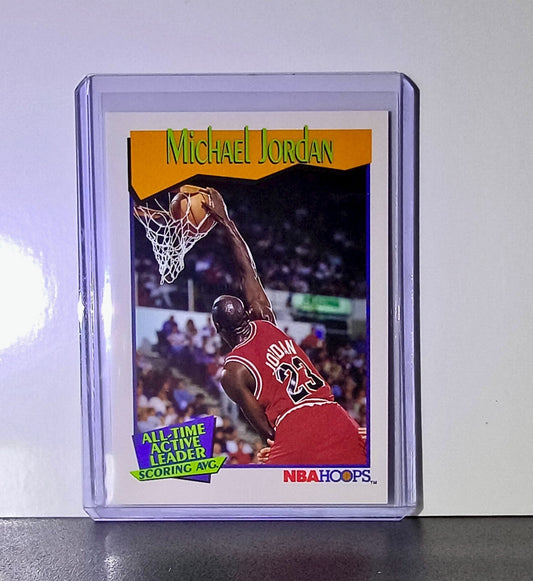 Michael Jordan 1991-92 NBA Hoops #536 All-Time Active Leader Card Chicago Bulls