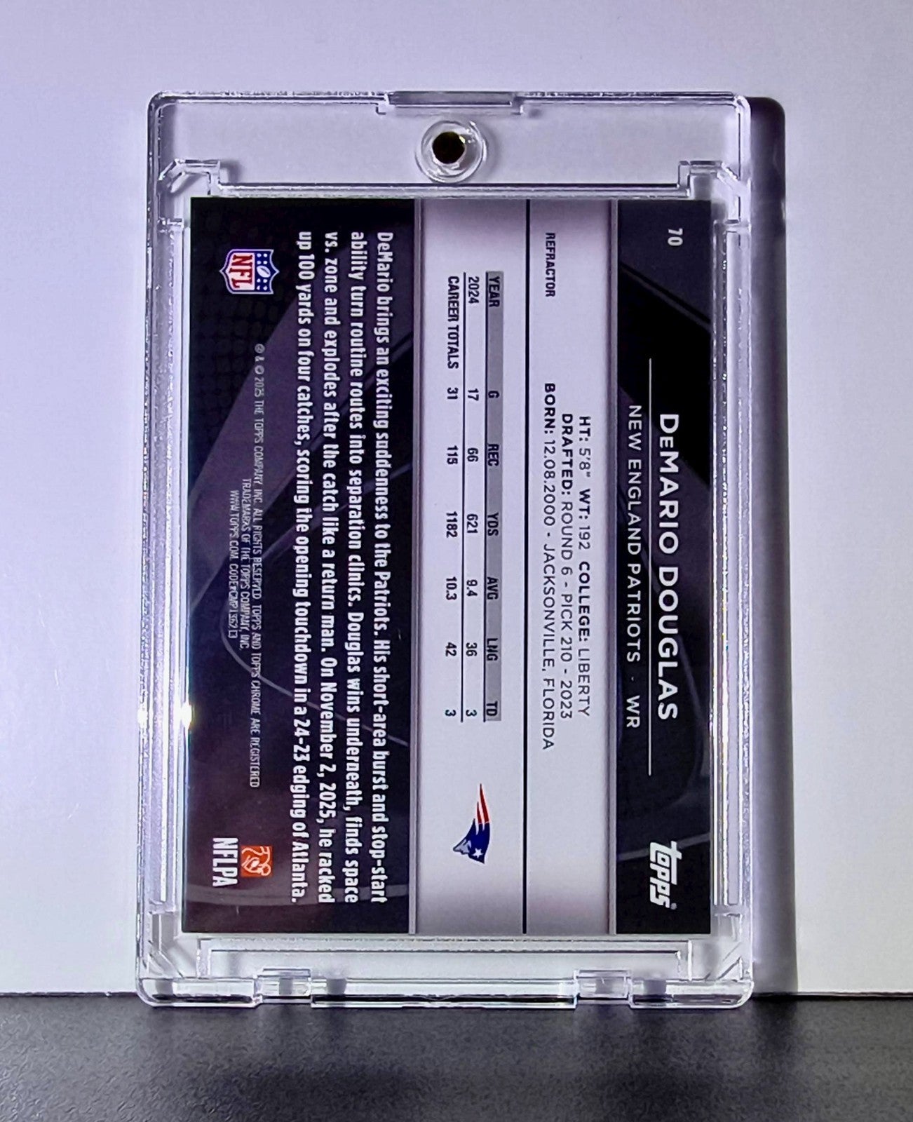 Demario Douglas 2025 NFL Topps Black Chrome #70 Silver Refractor 56/299 Patriots
