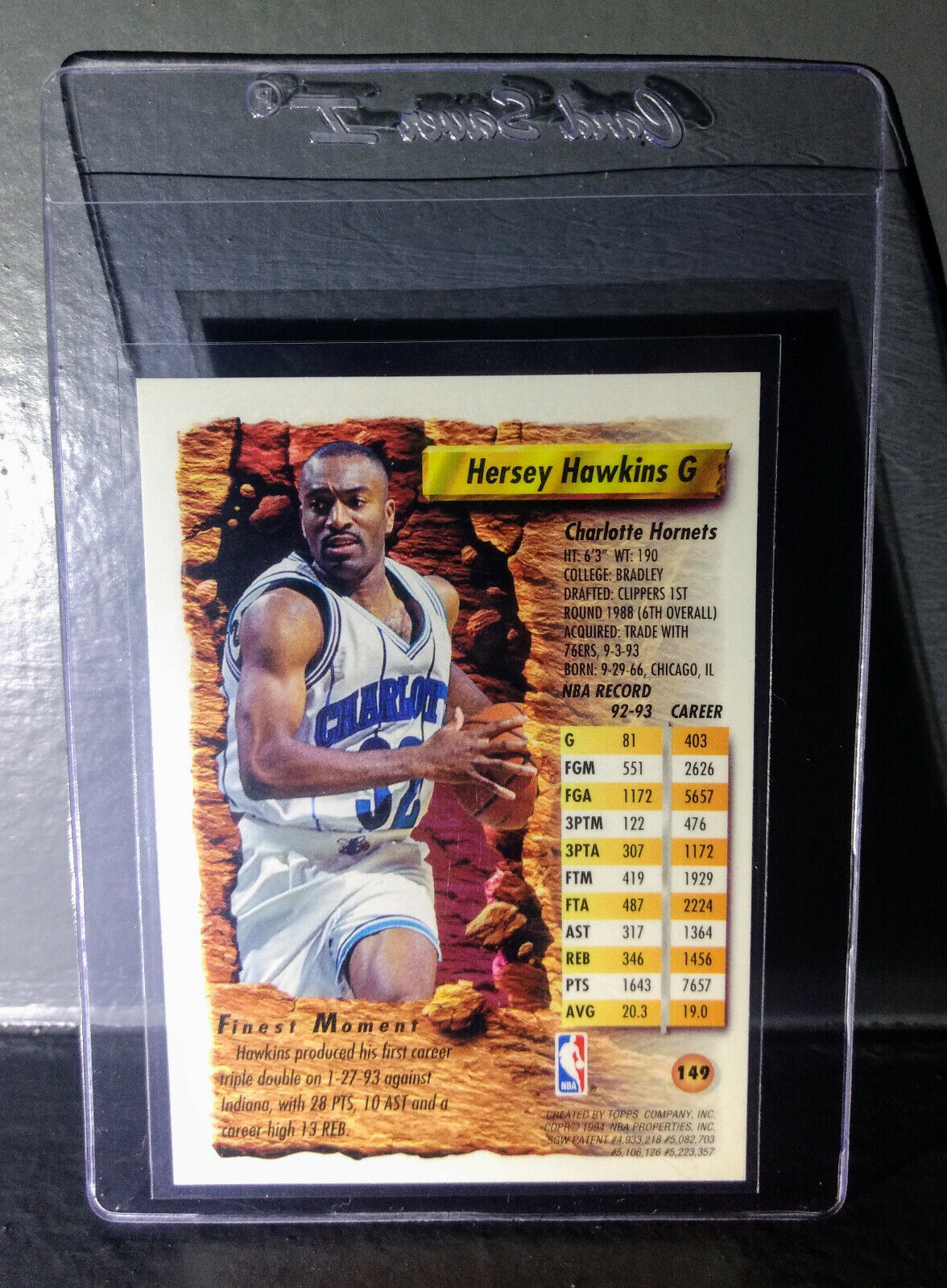 1993-94 Topps Finest Hersey Hawkins #149 Basketball Card