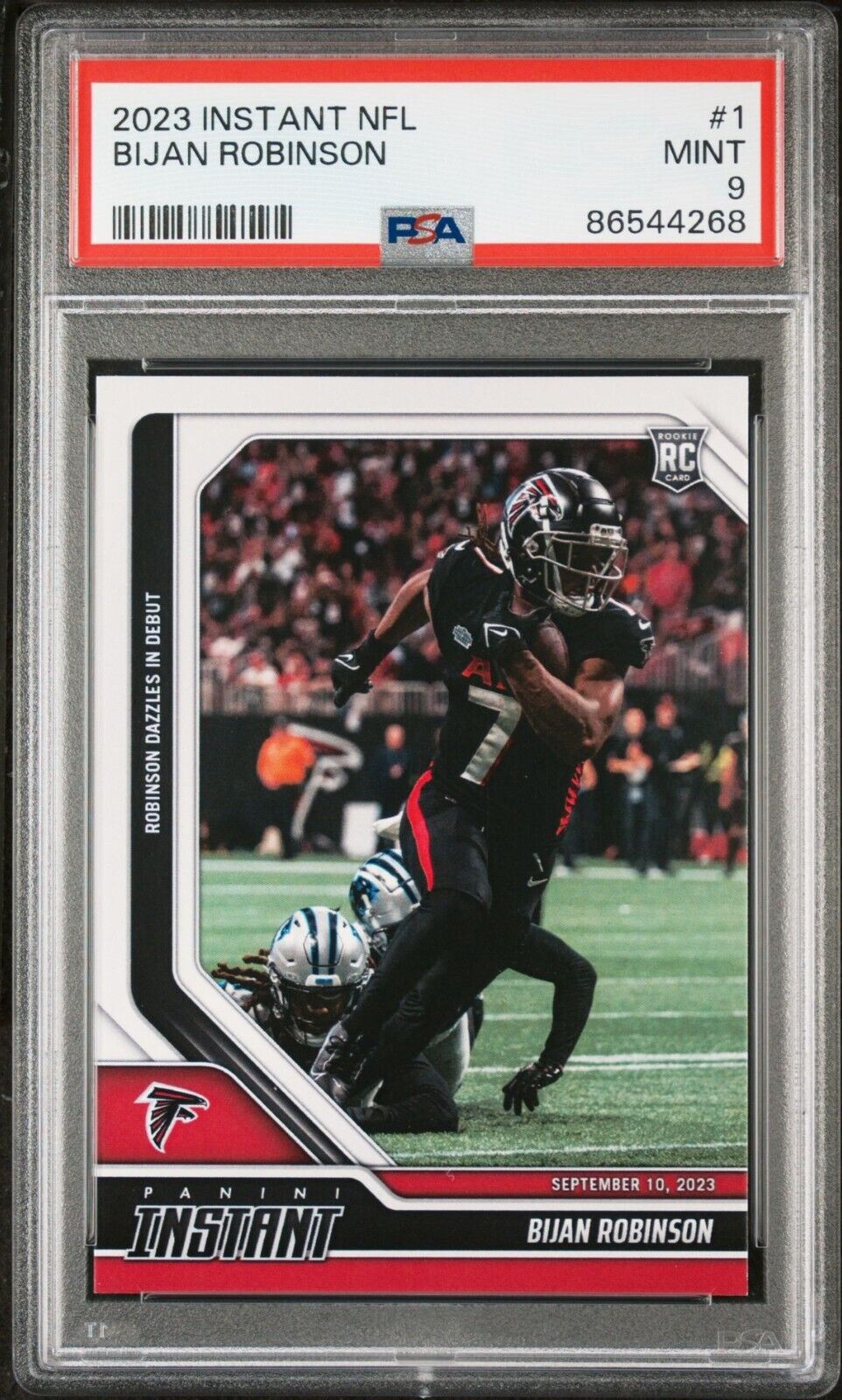 Bijan Robinson 2023 Panini NFL Rookie #1 Card 1 of 566 Falcons PSA 9 Mint