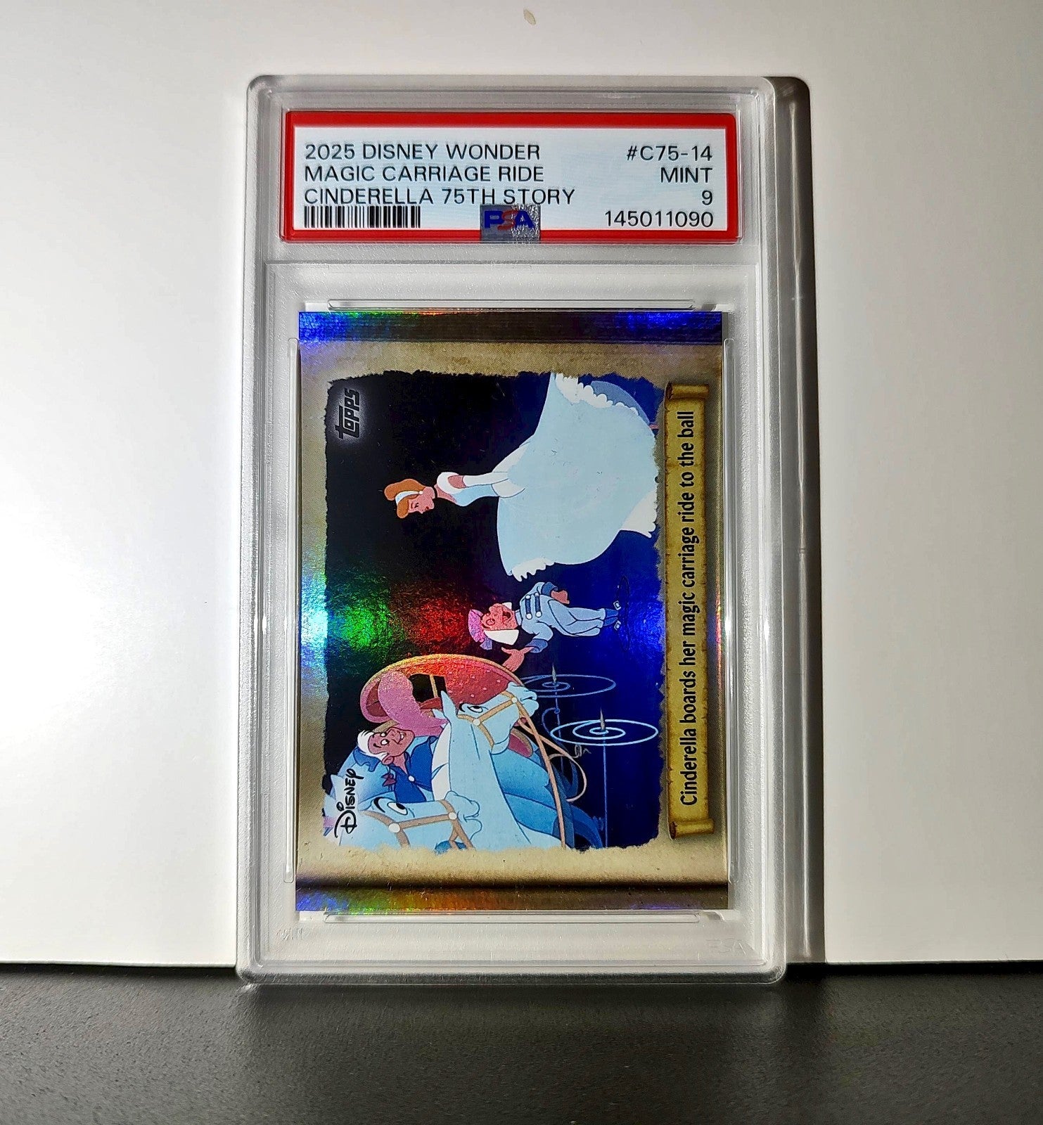 Cinderella boards her magic carriage ride 2025 Topps Disney #C75-14 PSA 9