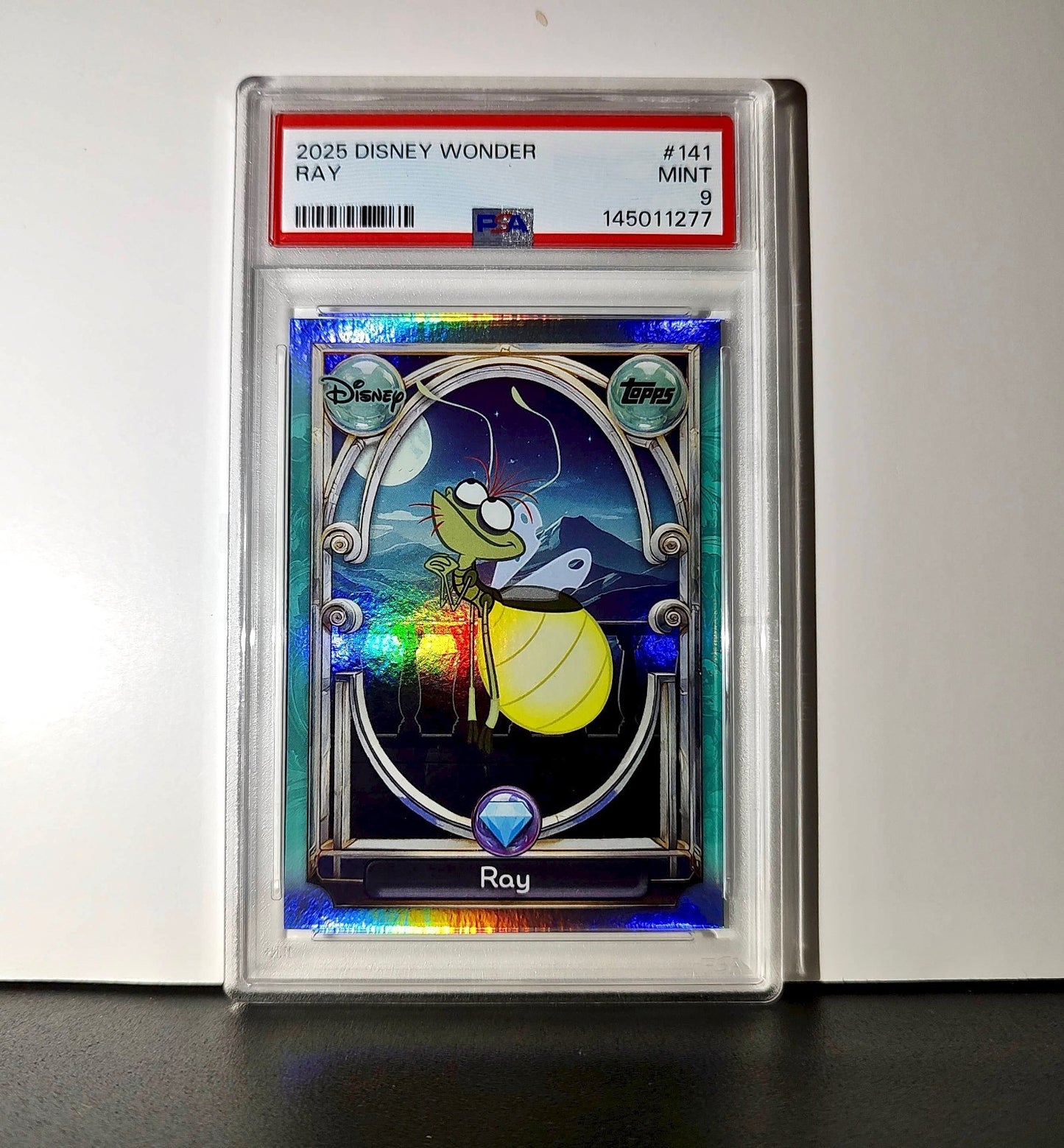 Ray 2025 Topps Disney Wonder #141 Diamond Card The Princess and the Frog PSA 9