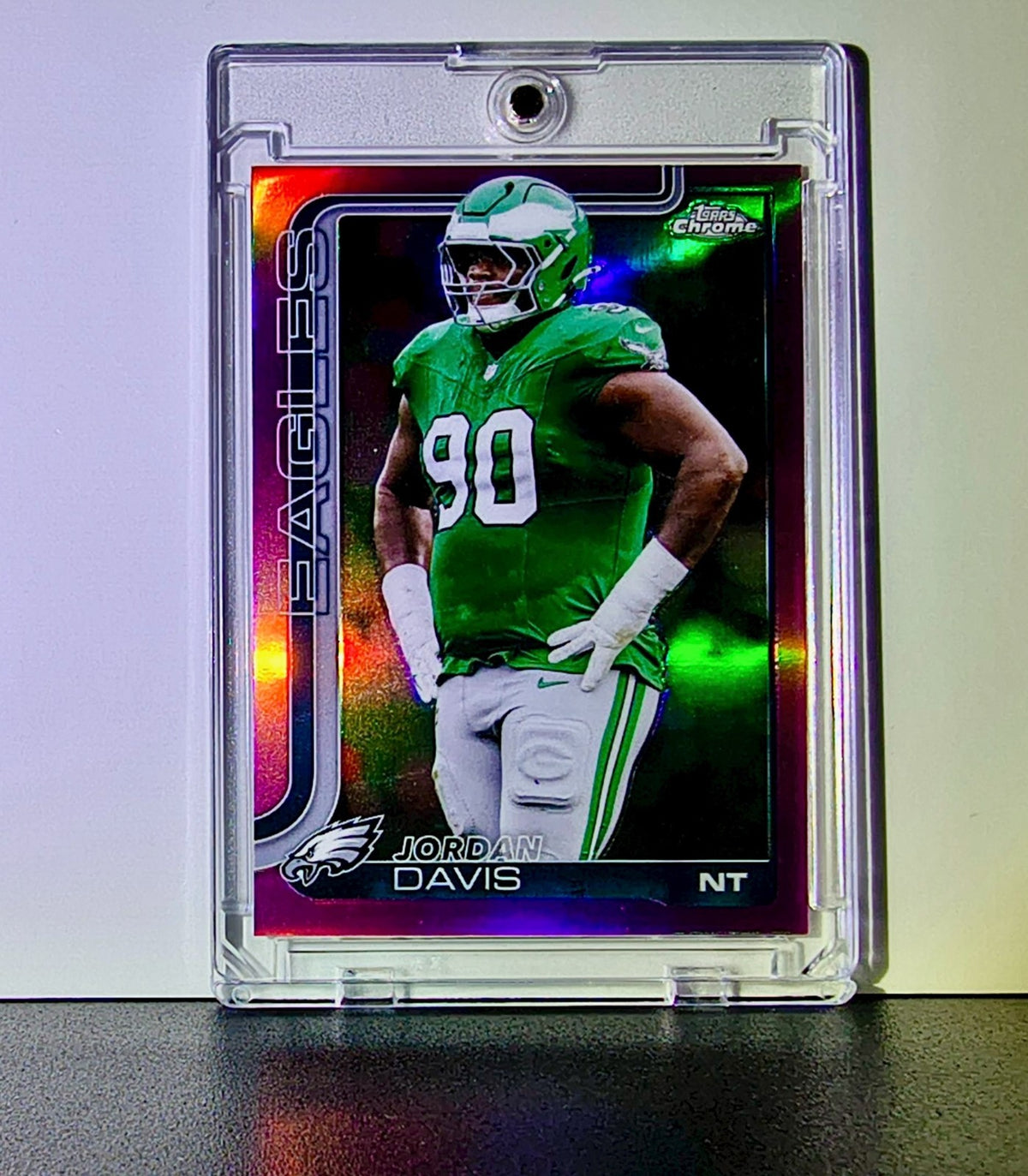 Jordan Davis 2025 NFL Topps Chrome #249 Pink Refractor Card 078/250 Eagles