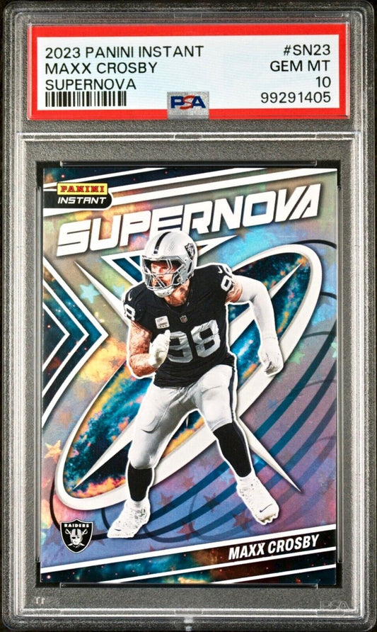 Maxx Crosby 2023 Panini Supernova NFL #SN-23 Football Card PSA 10 Gem Mint