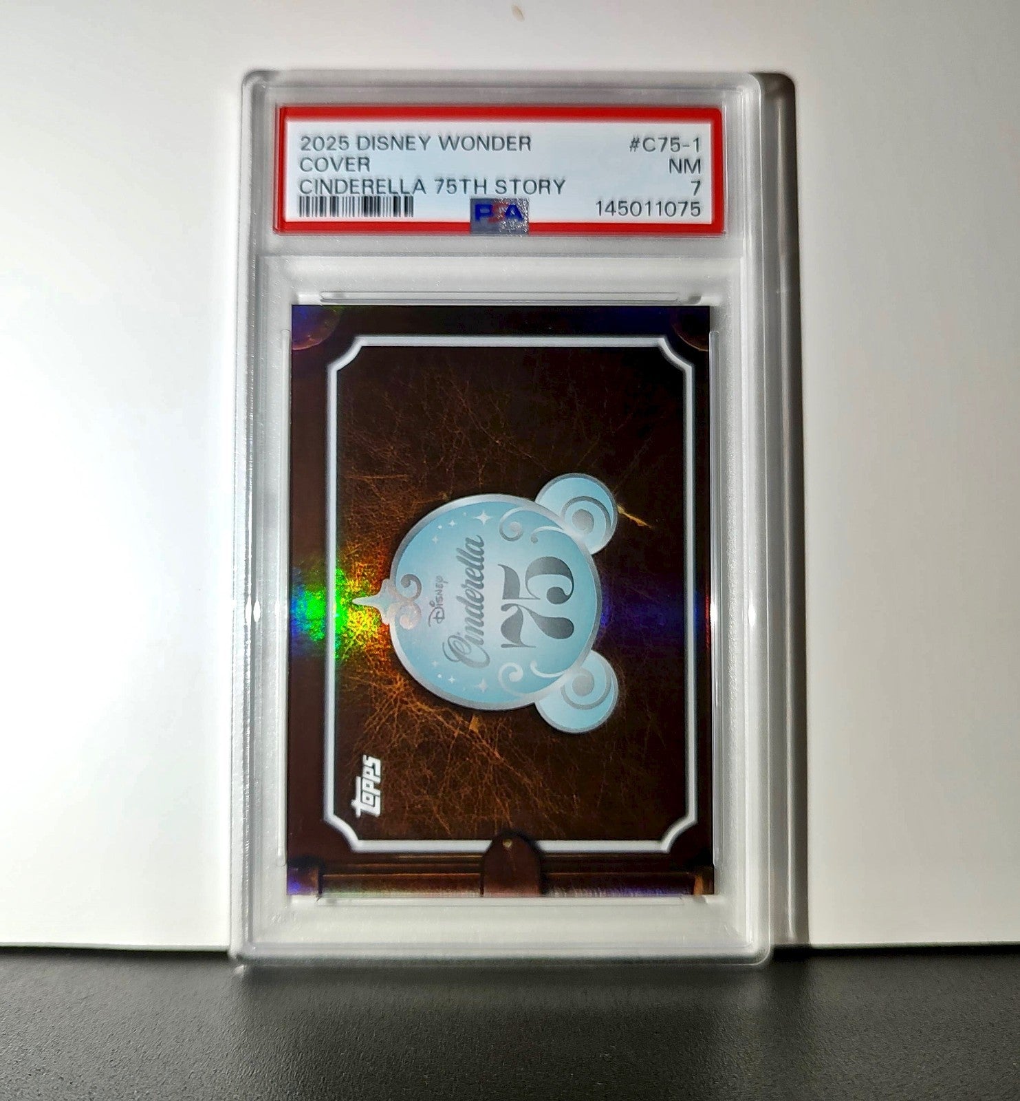 Cover 2025 Topps Disney Wonder #C75-1 Card Cinderella 75th Story PSA 7