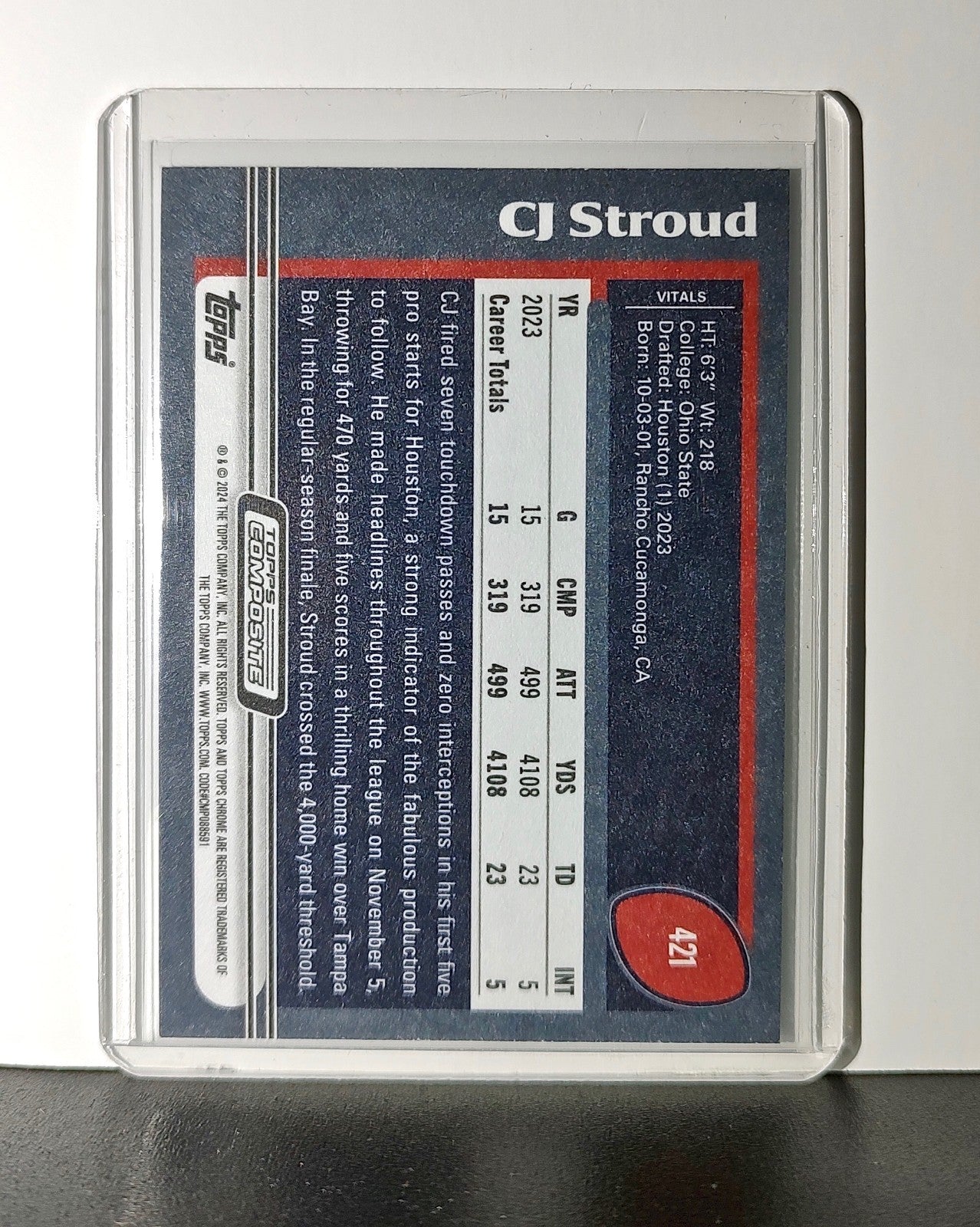CJ Stroud Rookie 2023 Topps NFL #421 Card Houston Texans