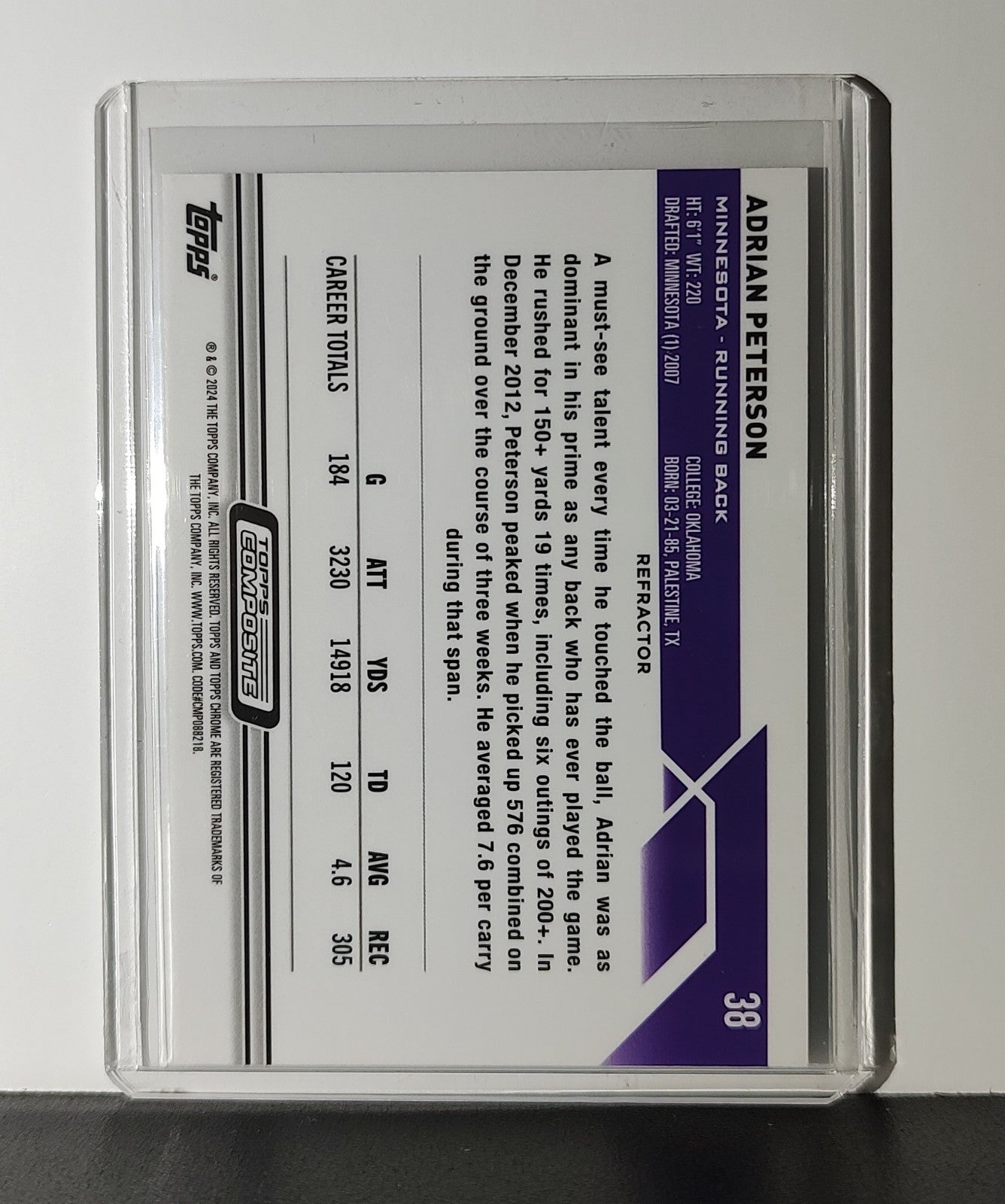 Adrian Peterson 2023 Topps Chrome NFL #38 Refractor Card Minnesota Vikings