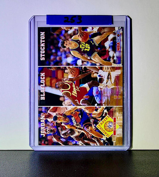 Michael Jordan Blaylock Stockton 1993-94 NBA Hoops League Leaders #289 Bulls