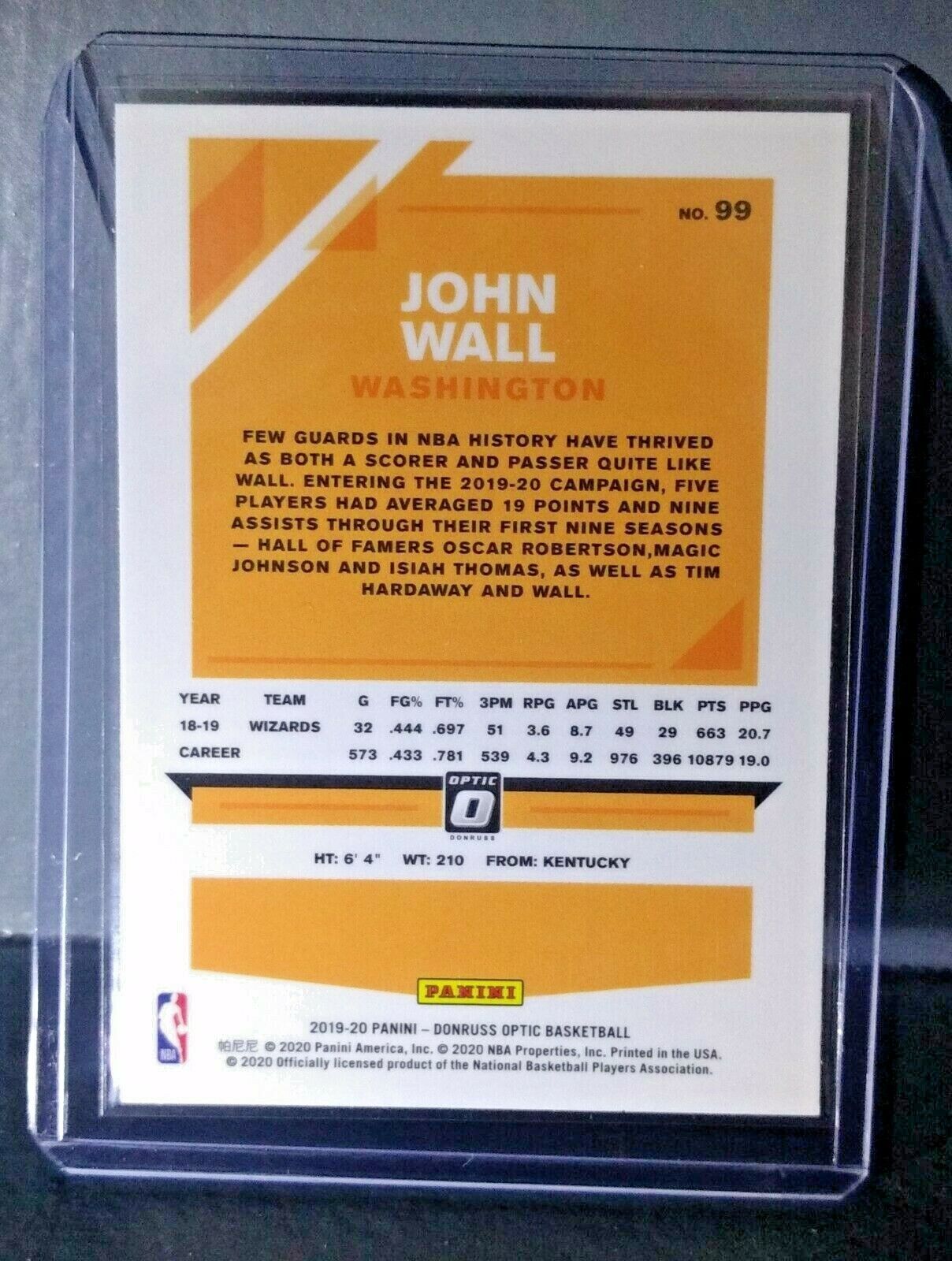 John Wall 2019-20 Panini Donruss Optic #99 Basketball Card