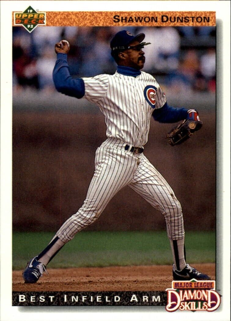 Shawon Dunston 1992 Upper Deck MLB #714 Diamond Skills Baseball Card Cubs