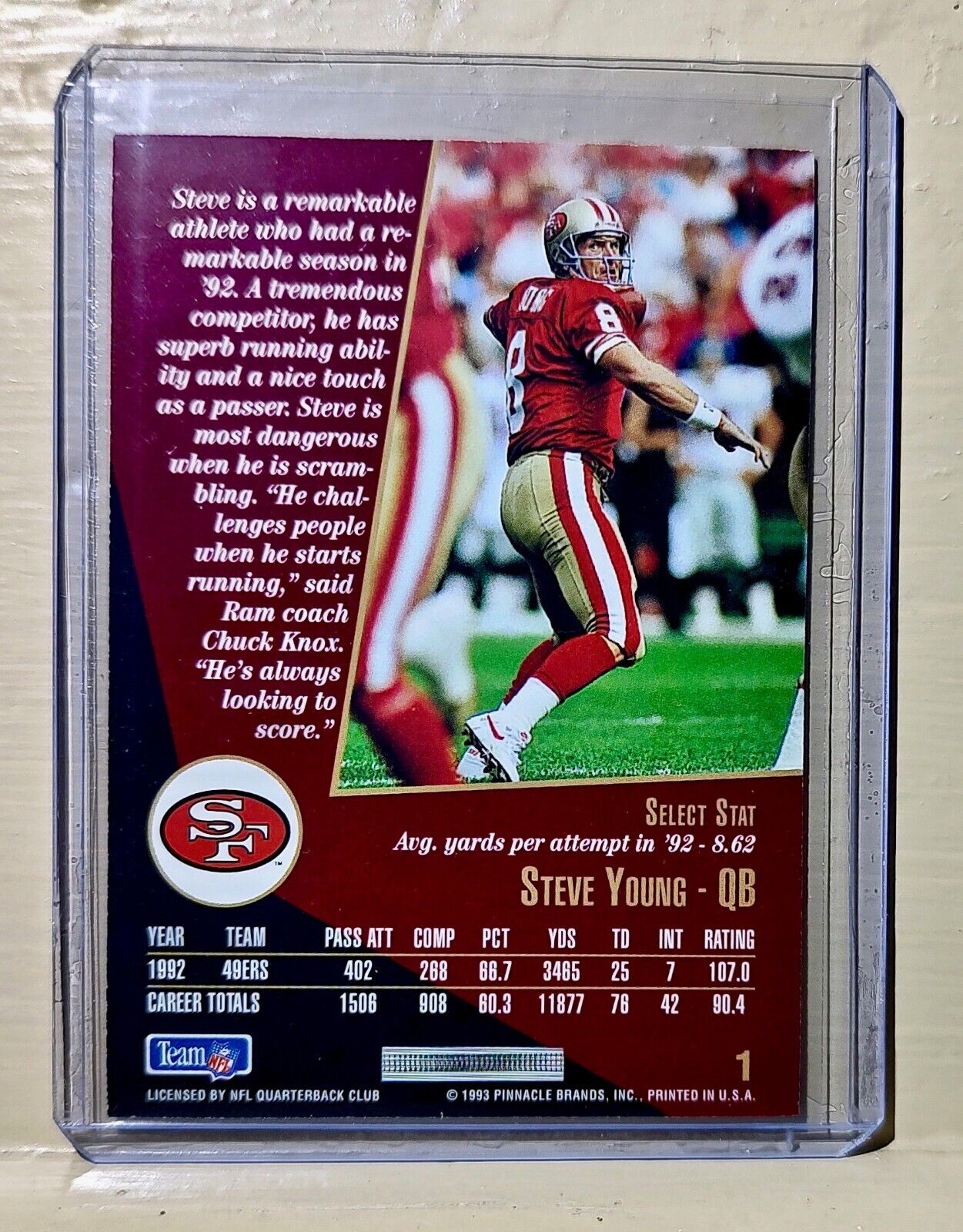 Steve Young 1993 Score Select Football #1 NFL Card 49ers