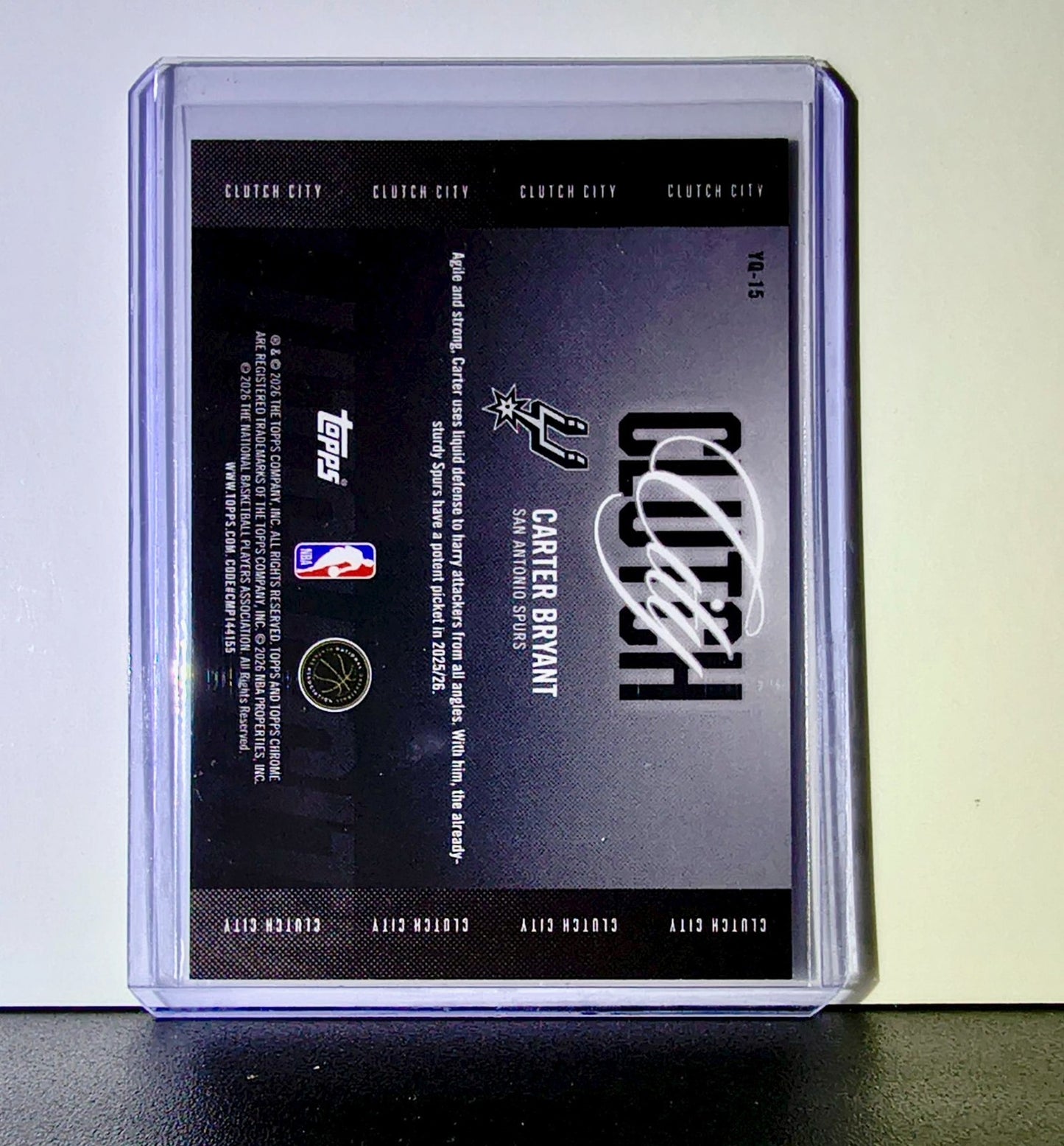 Carter Bryant Rookie 2025-26 NBA Topps Chrome Update Clutch City #YQ-15 Card