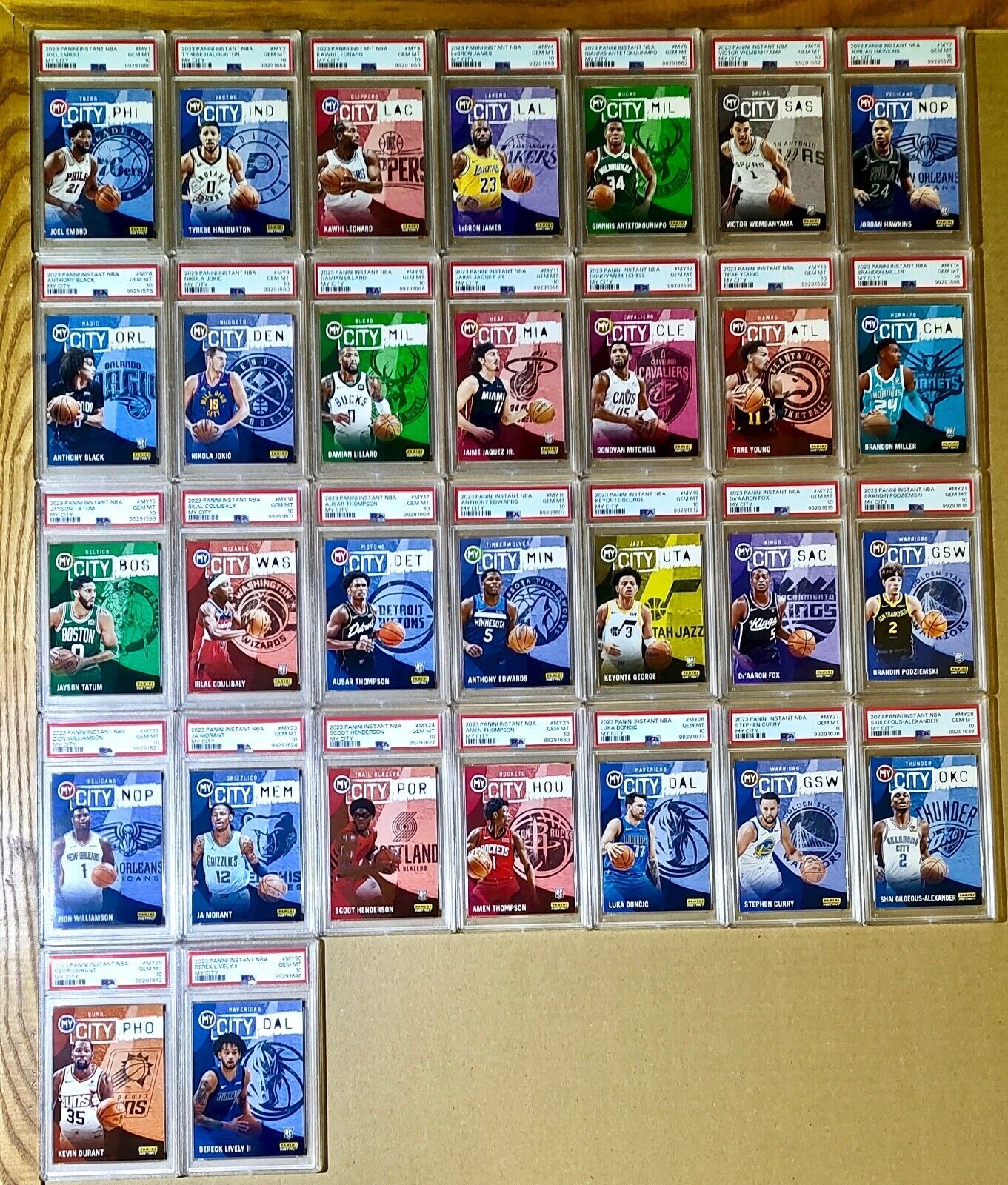 2023 Panini Instant MyCity NBA Complete 30 Card Basketball Set PSA 10 Gem Mint