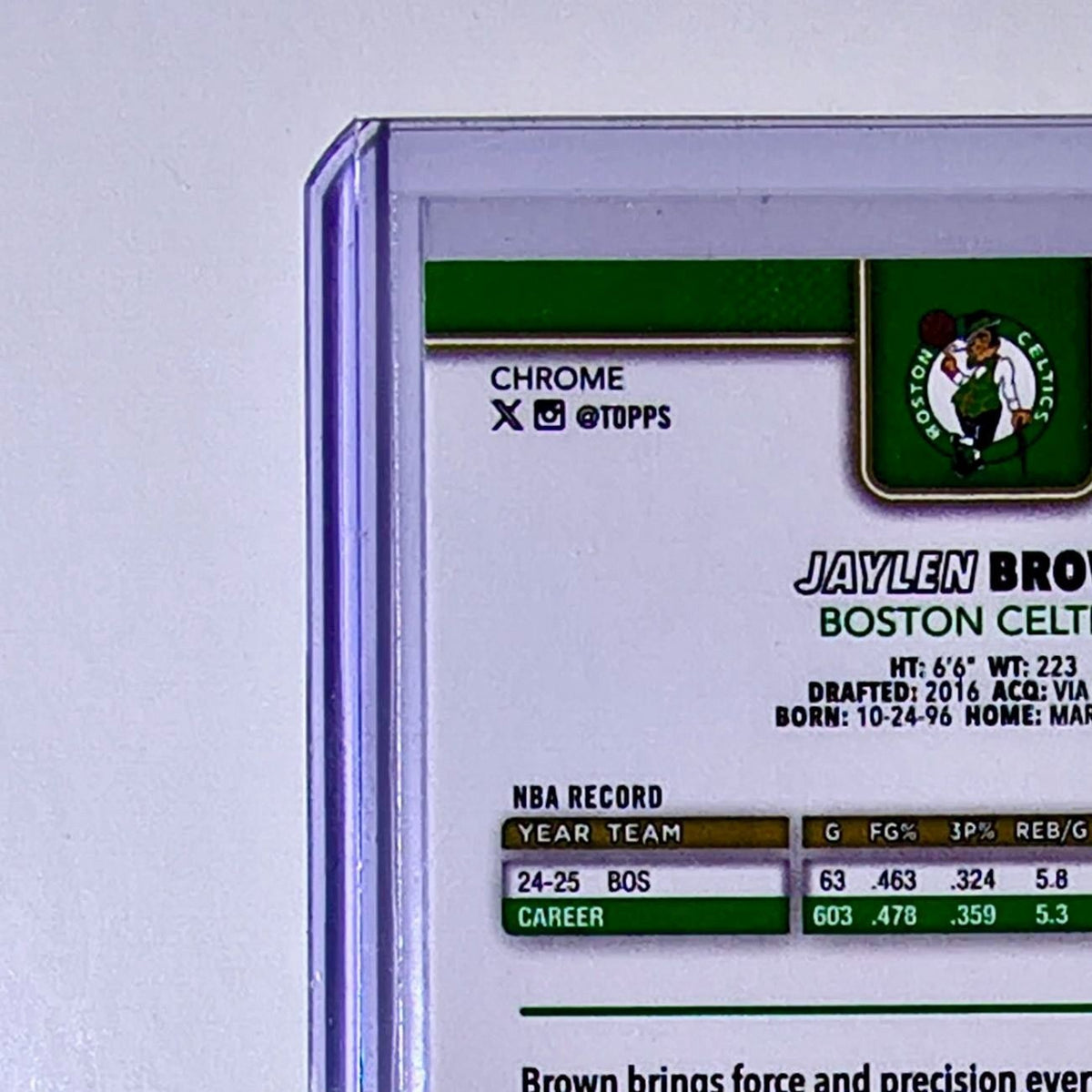 Jaylen Brown 2025-26 NBA Topps Chrome Update #9 Basketball Card Boston Celtics