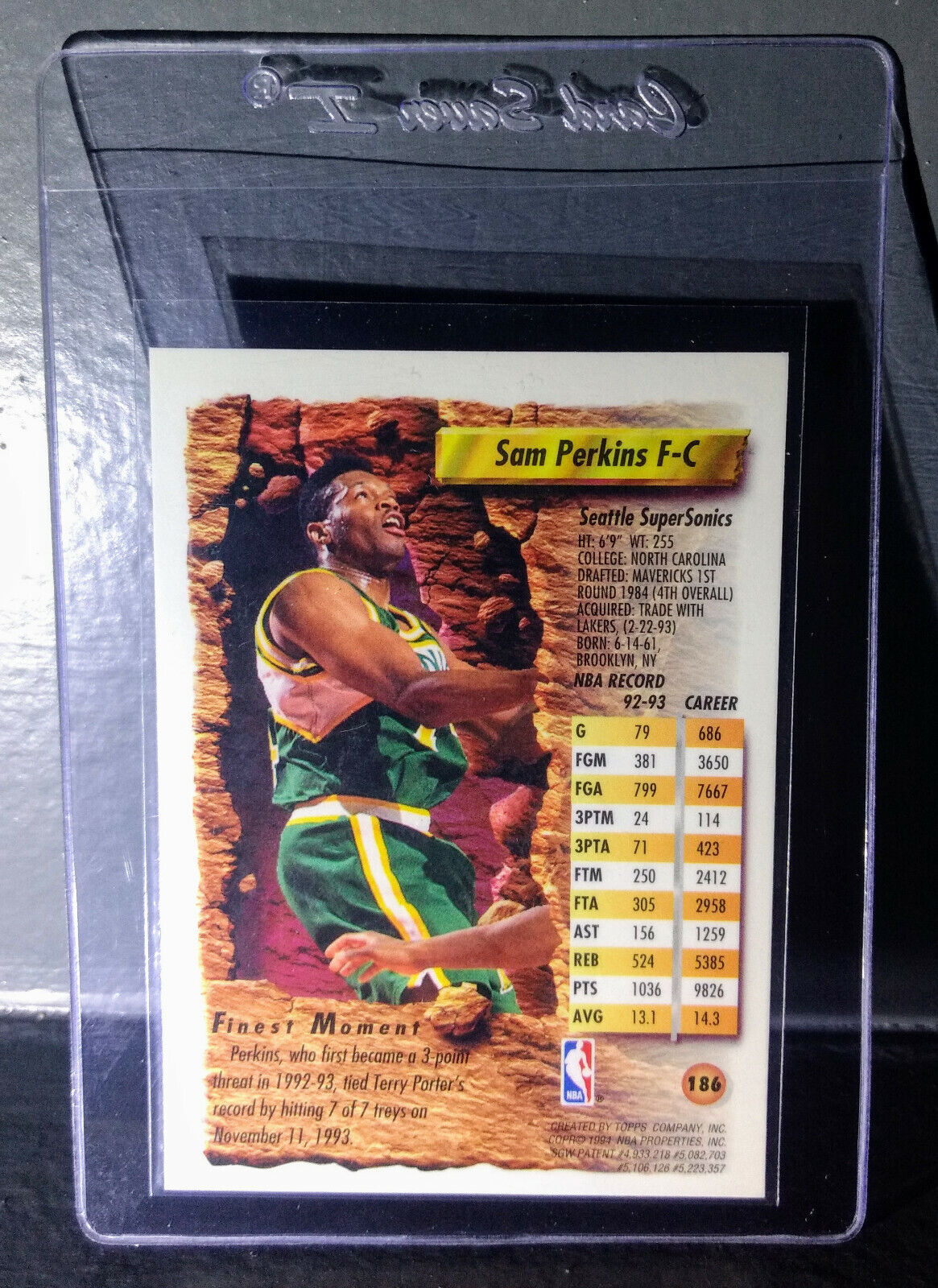 1993-94 Topps Finest Sam Perkins #186 Basketball Card