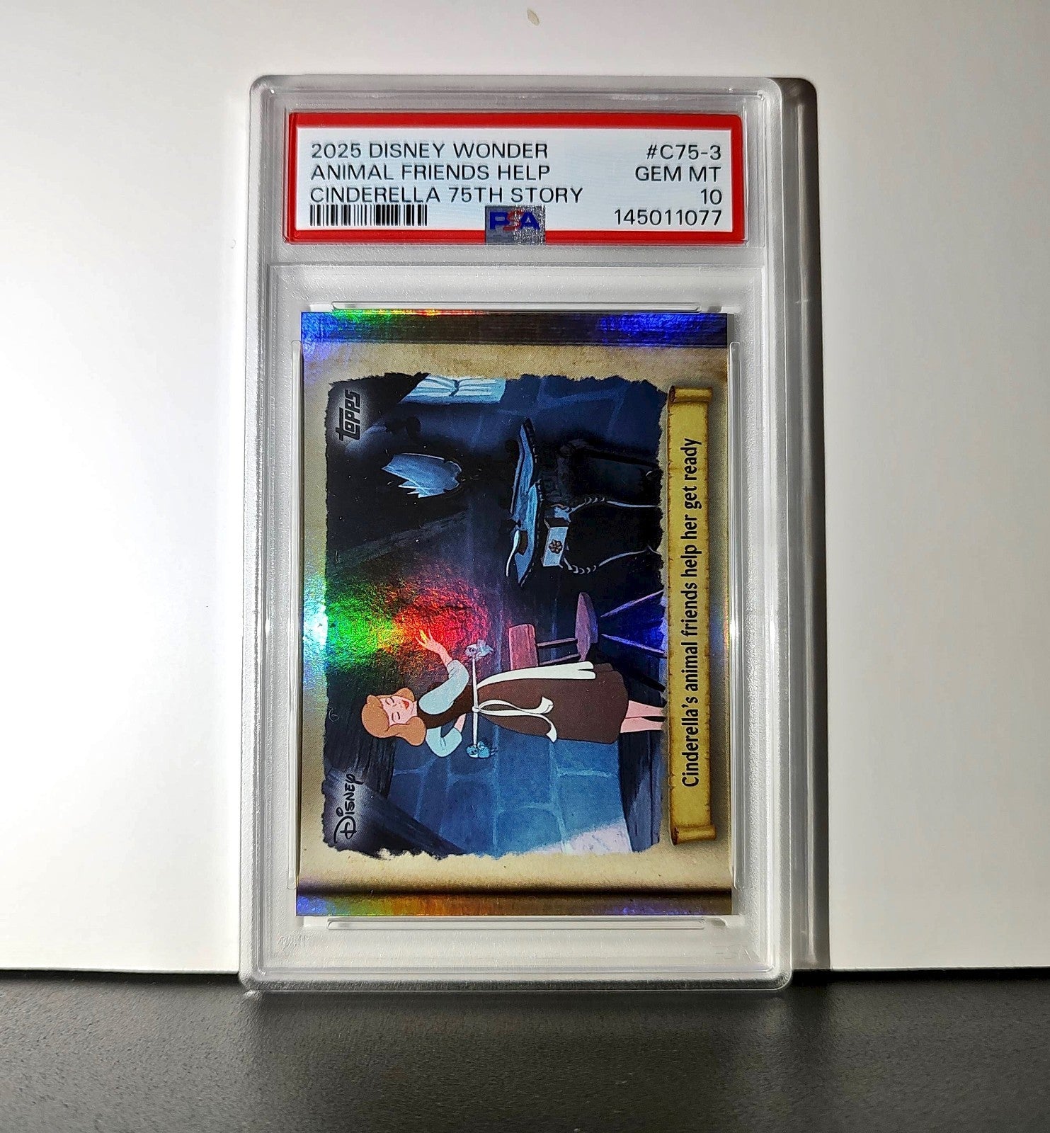 Cinderella's animal friends help her get ready 2025 Topps Disney #C75-3 PSA 10