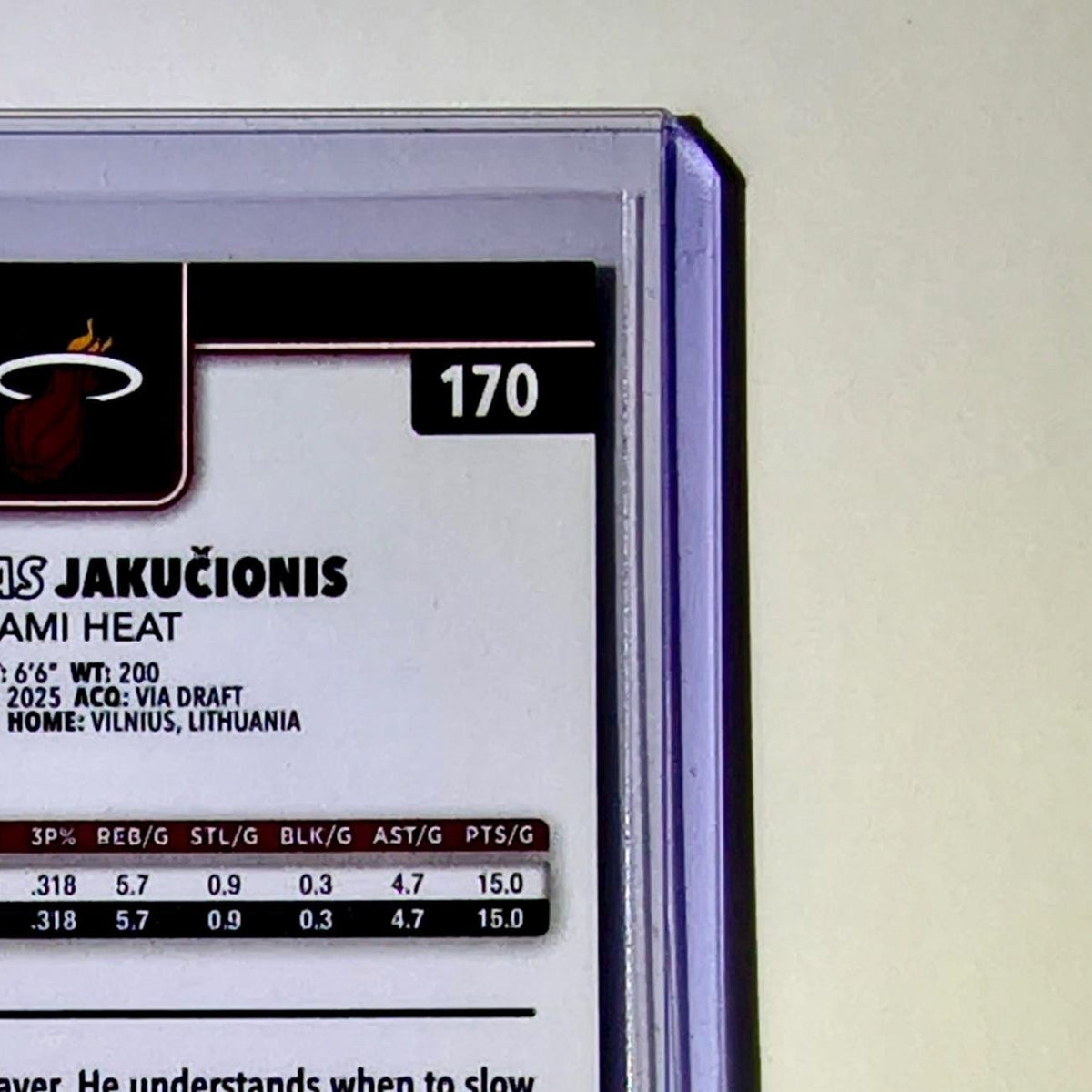 Kasparas Jakučionis Rookie 2025-26 NBA Topps Chrome Update #170 Card Miami Heat