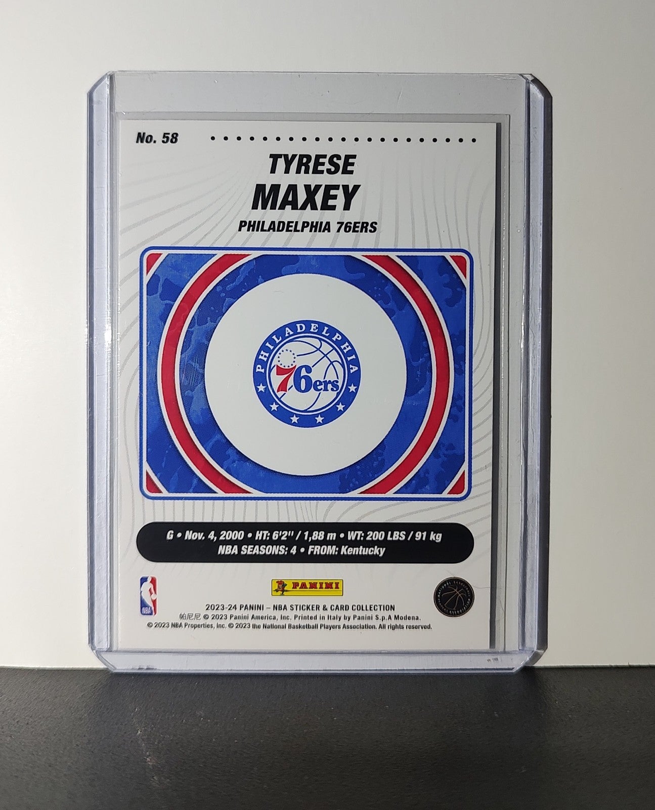 Tyrese Maxey 2023-24 Panini NBA Sticker Card #58 Philadelphia 76ers